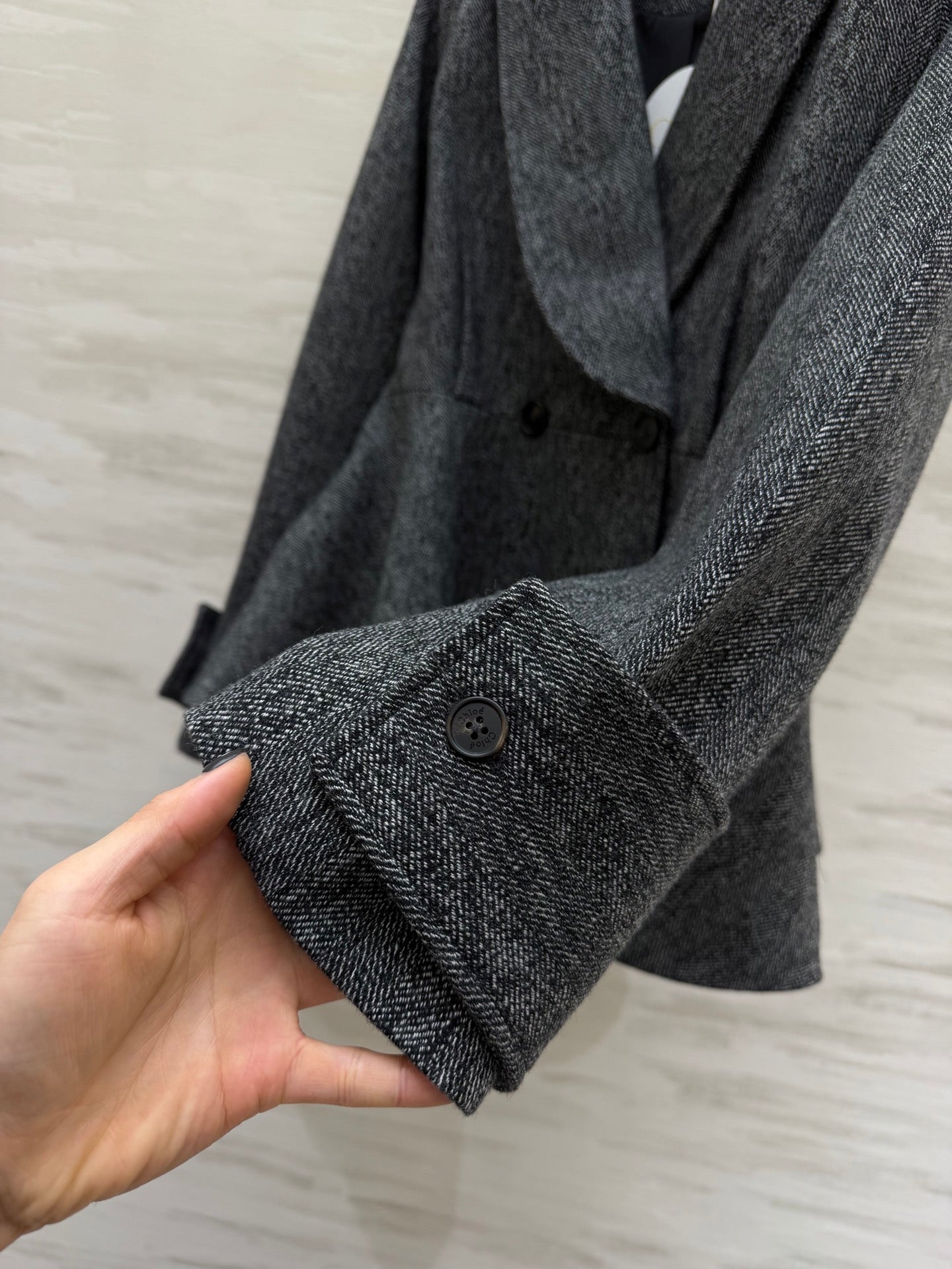 Chloe 26s Coat White Black Wool Tweed 344812