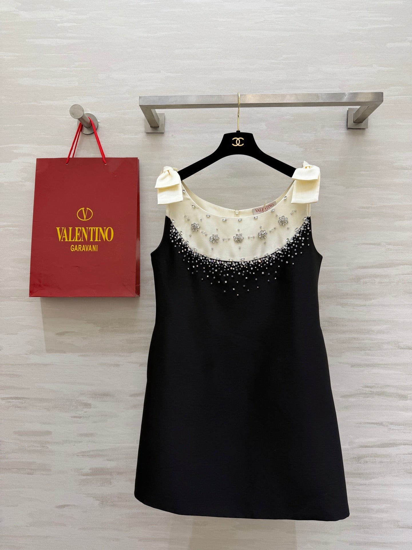 Valen 26s Rhinestone Beaded Dress Black Cotton 344751