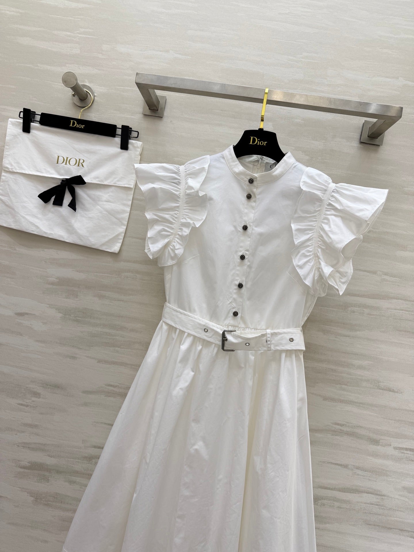 CD 26s Mid-Length Flared Dress White Cotton