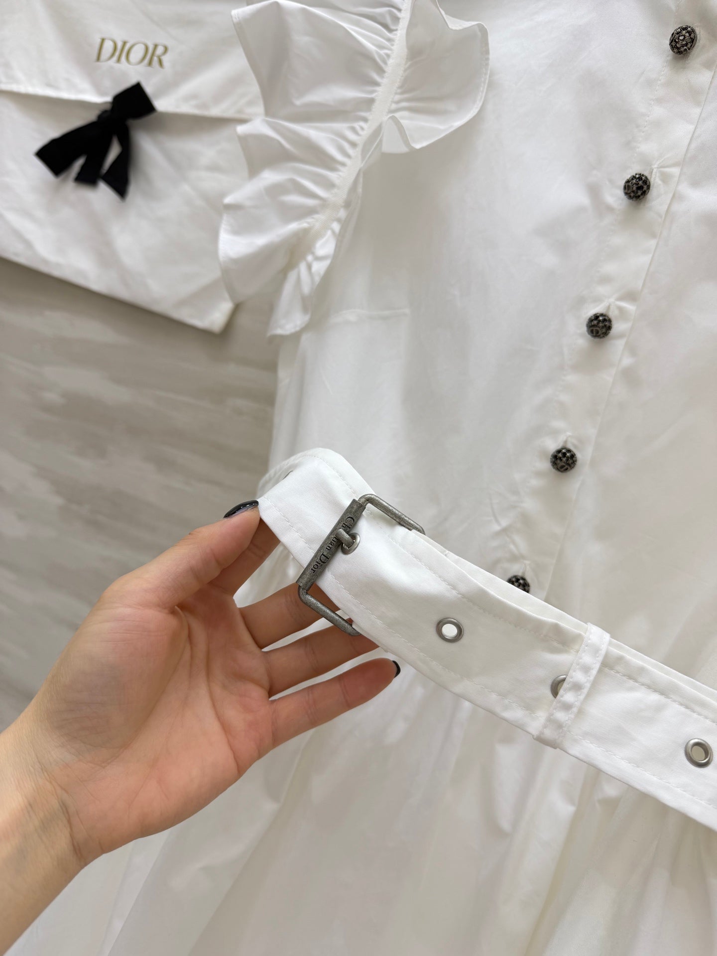 CD 26s Mid-Length Flared Dress White Cotton