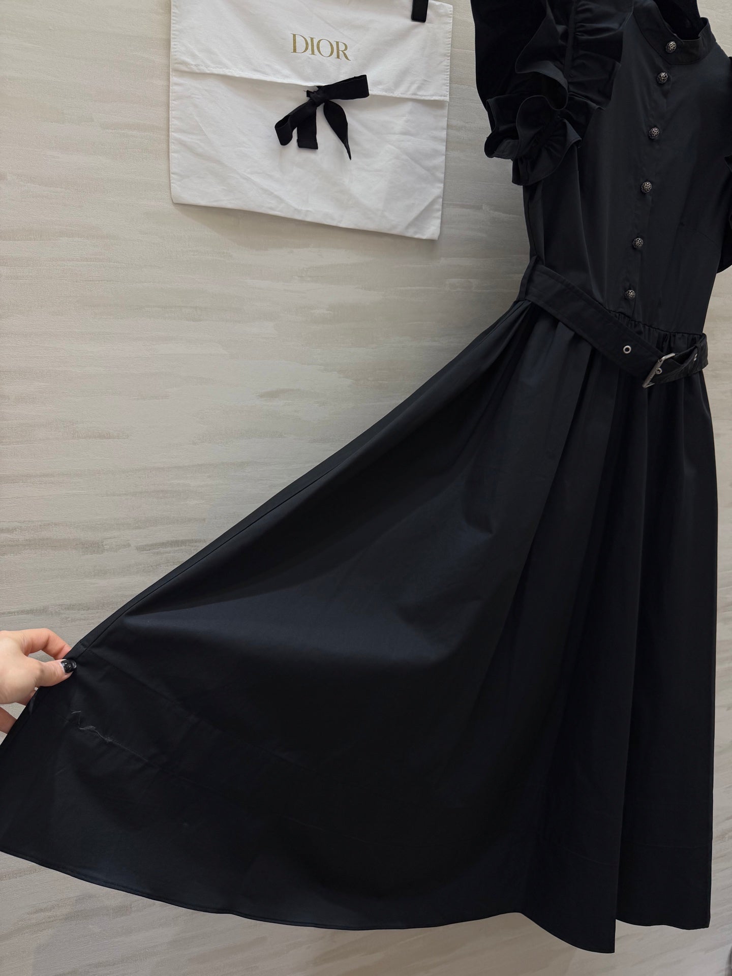 CD 26s Mid-Length Flared Dress Black Cotton
