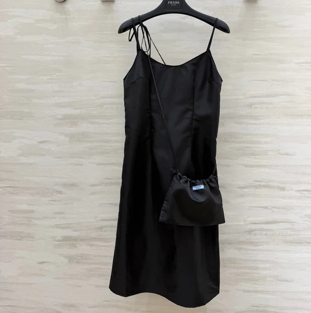 Prada 2026 Slip Dress Black Satin 358324