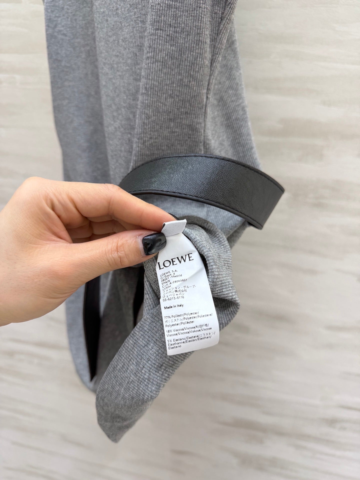 Loewe 26s Ribbed Vest With Belt Grey Cotton 363678
