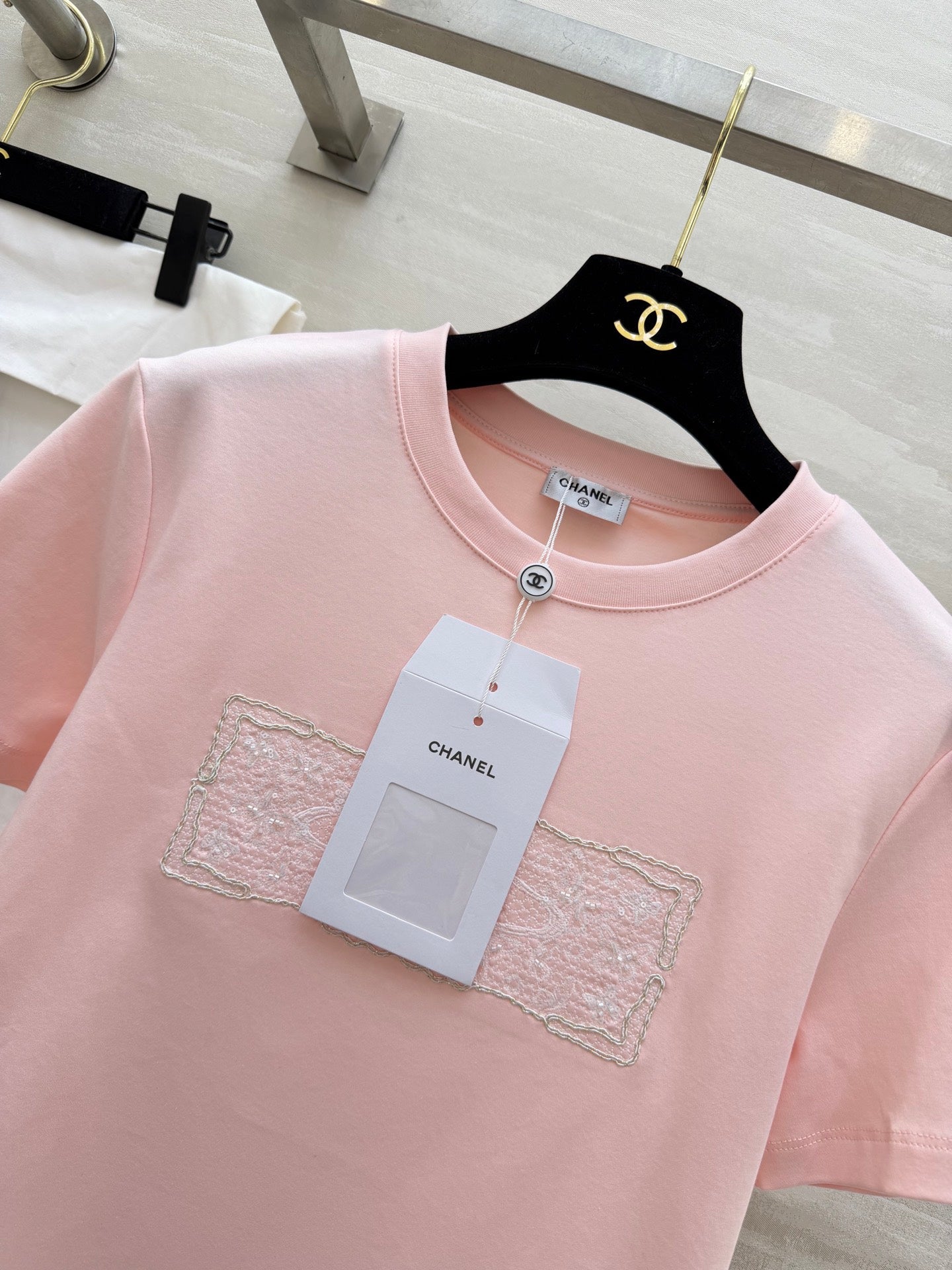 CC 26s Embroidered T-Shirt Light Pink Cotton 363665