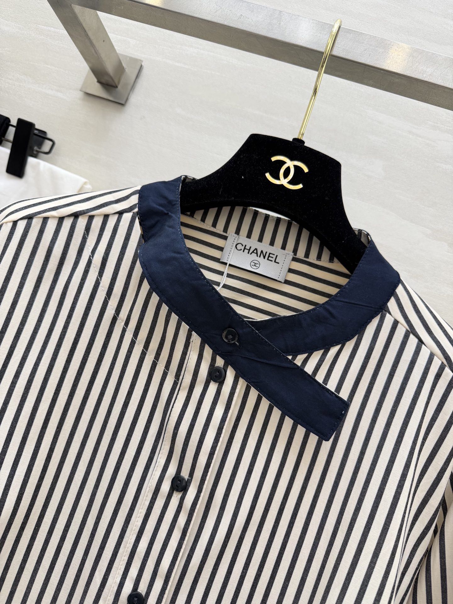 CC 26s Striped Shirt Black White Cotton Linen 363650