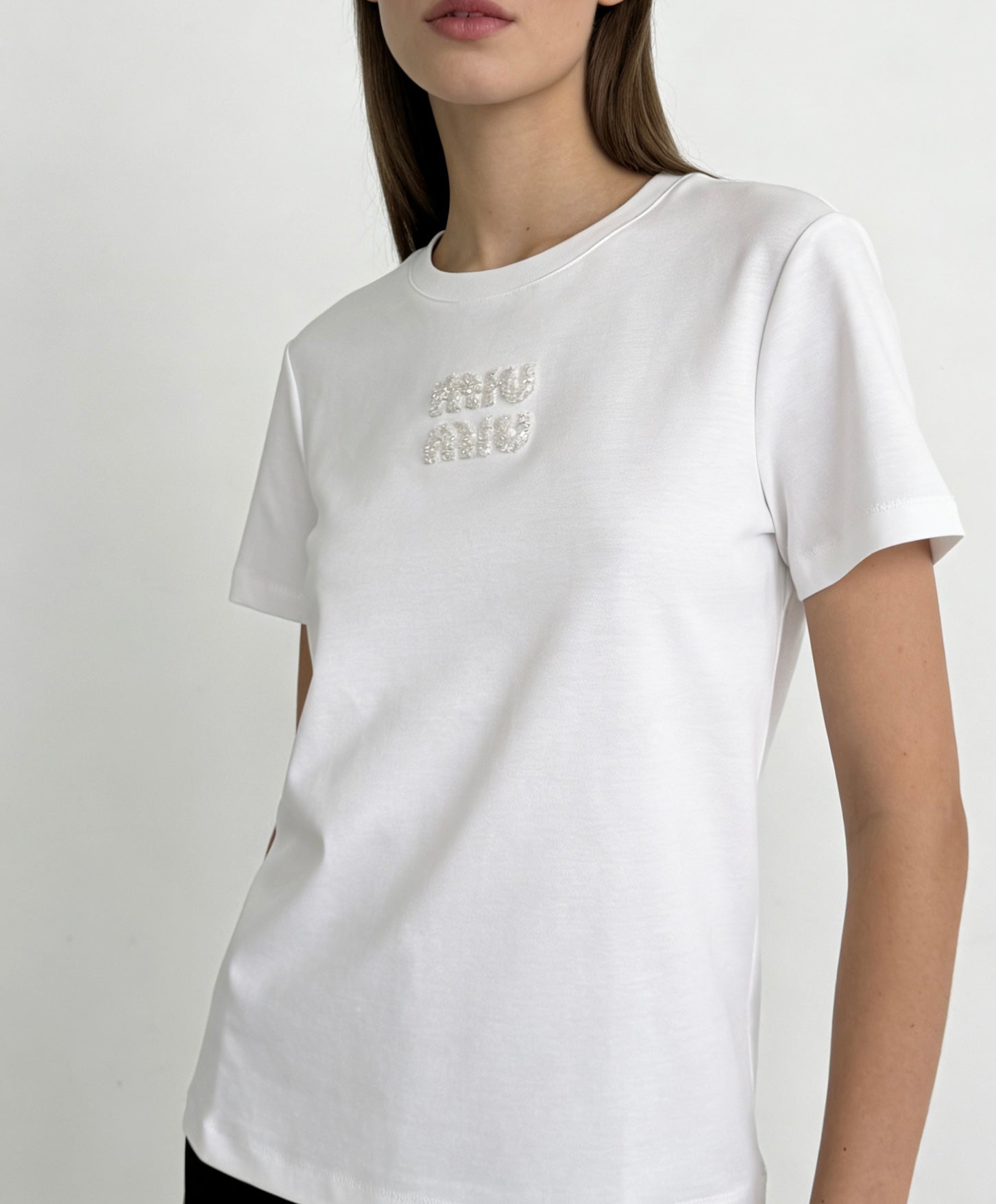 Miu 26s Short-Sleeve T-Shirt White Cotton 363637