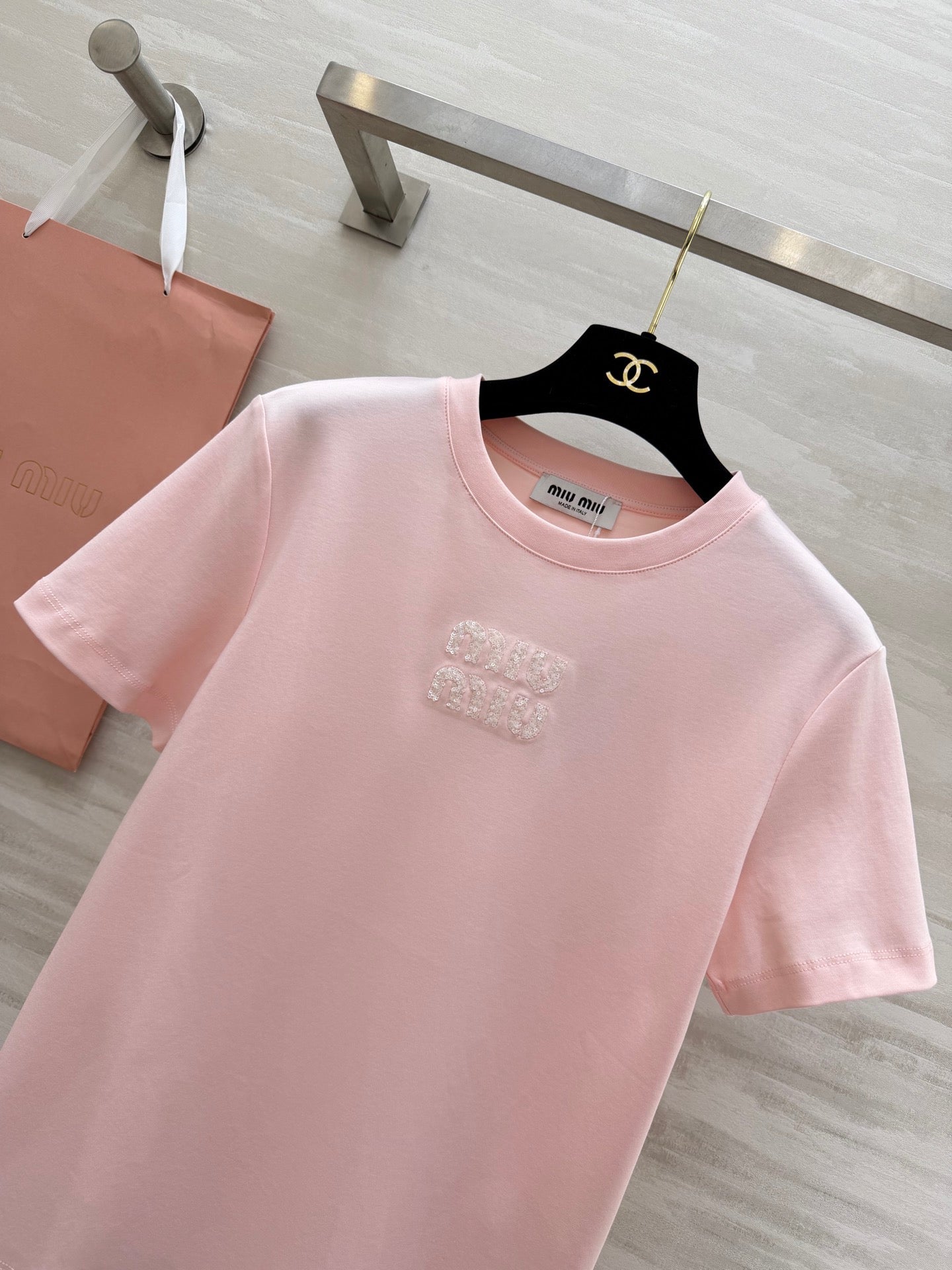 Miu 26s Short-Sleeve T-Shirt Light Pink Cotton 363639