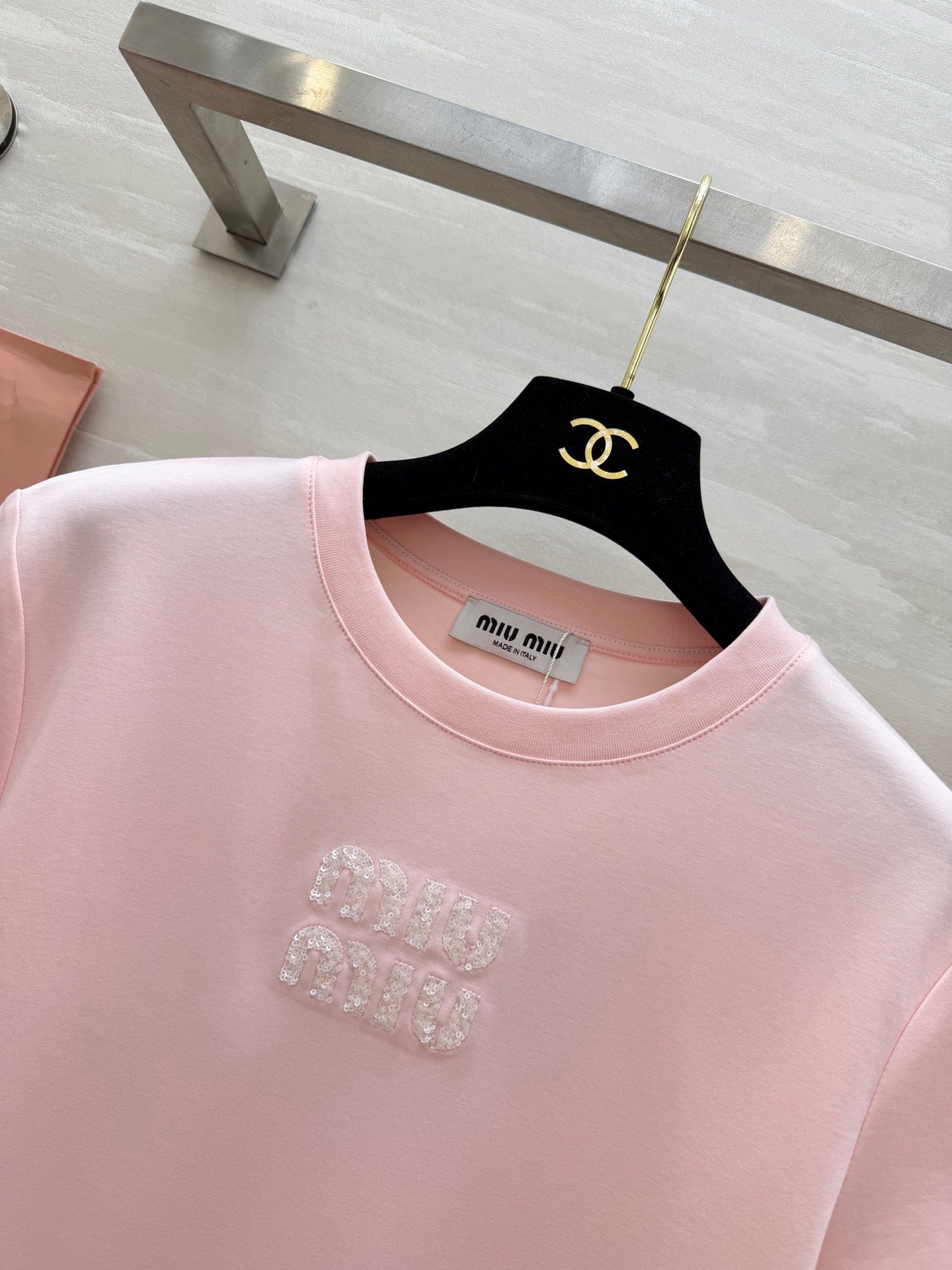 Miu 26s Short-Sleeve T-Shirt Light Pink Cotton 363639
