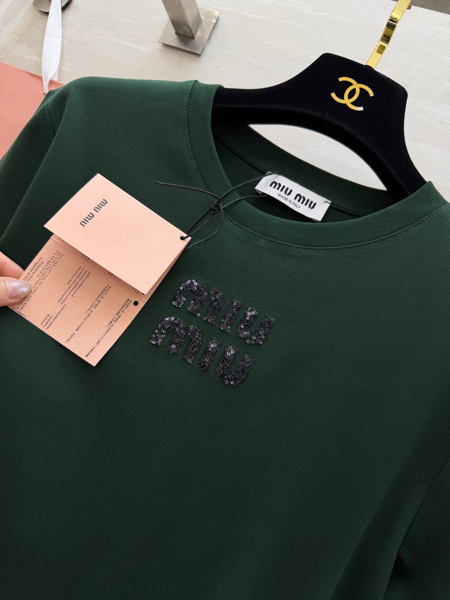 Miu 26s Short-Sleeve T-Shirt Green Cotton 363641