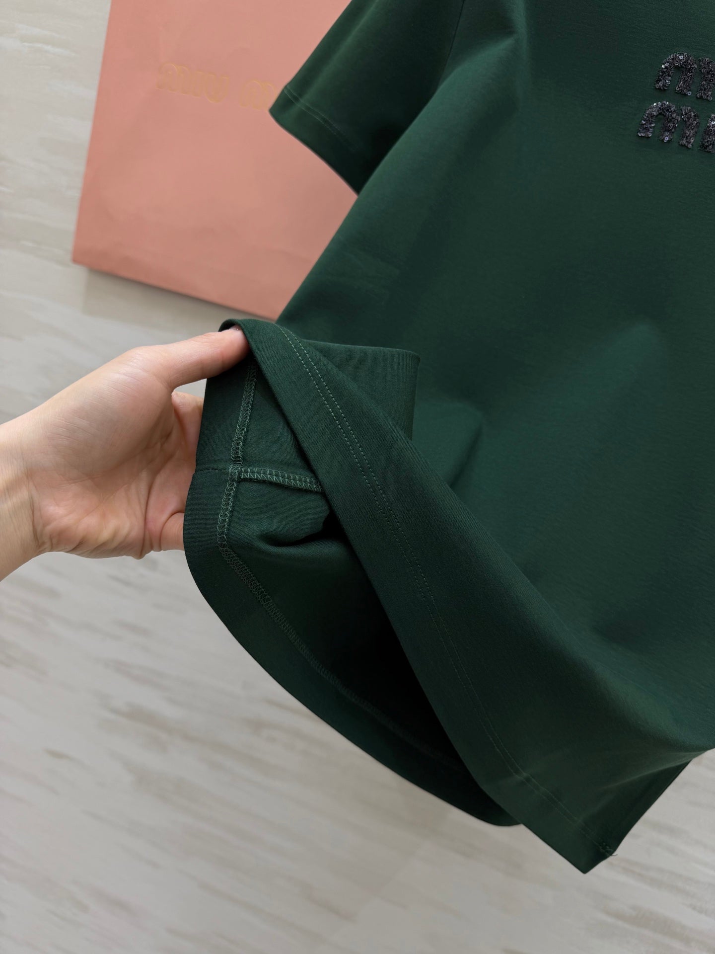 Miu 26s Short-Sleeve T-Shirt Green Cotton 363641