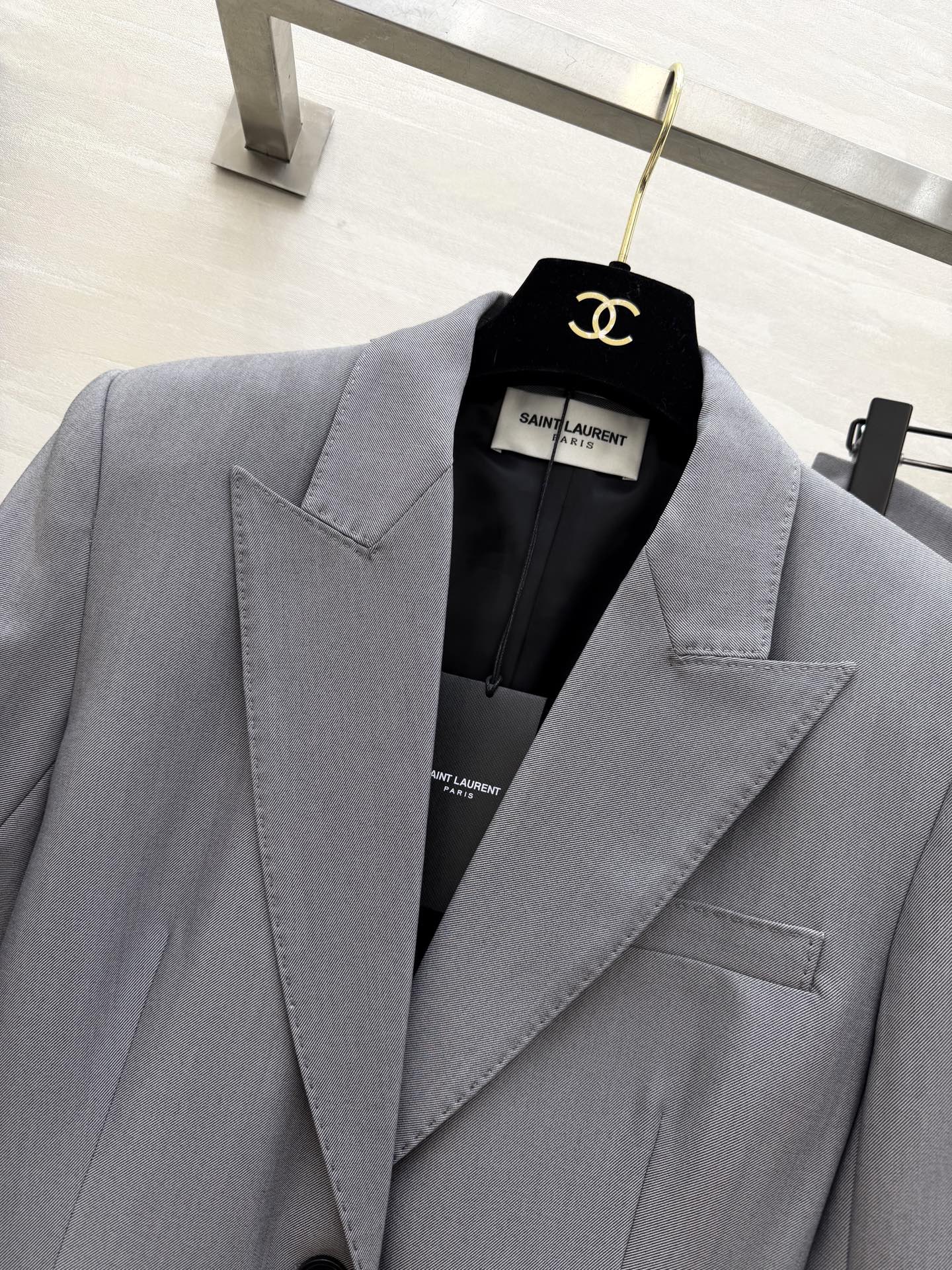 YSL 26s Suit Set Grey Wool 363619