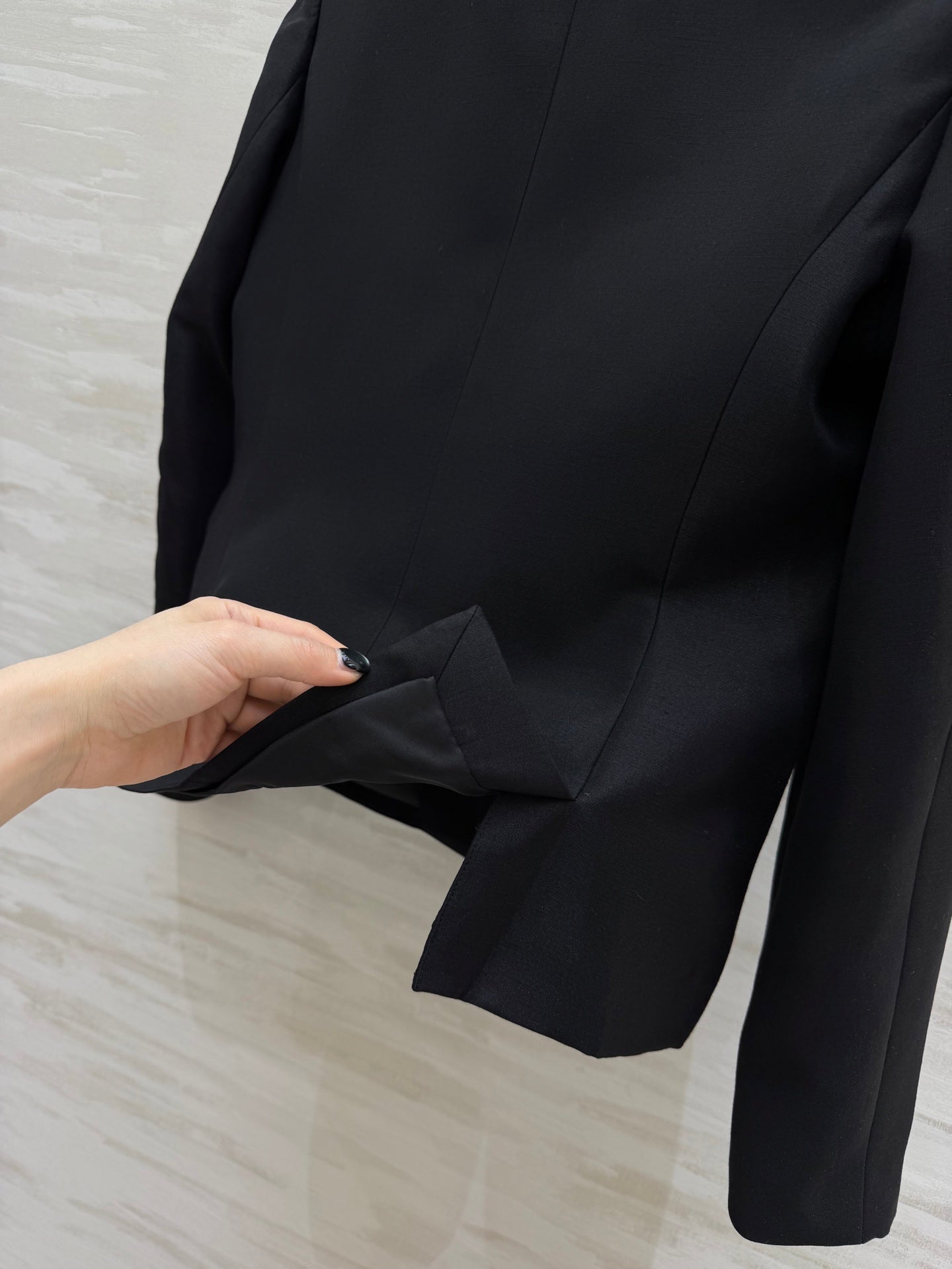 HM 26s Short Pea Coat Black Cashmere Leather 363607