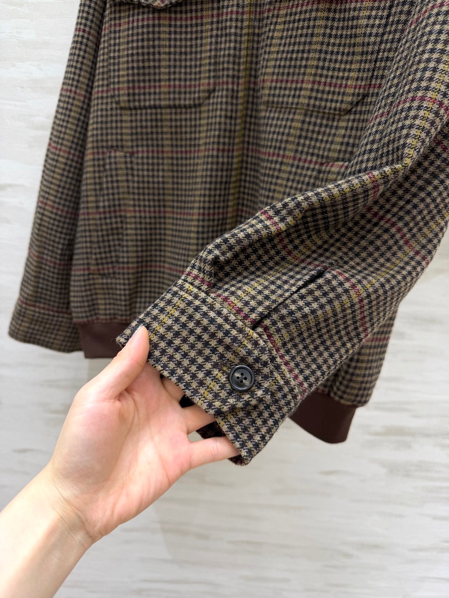 Miu 26s Houndstooth Set Camel Brown Wool 363594