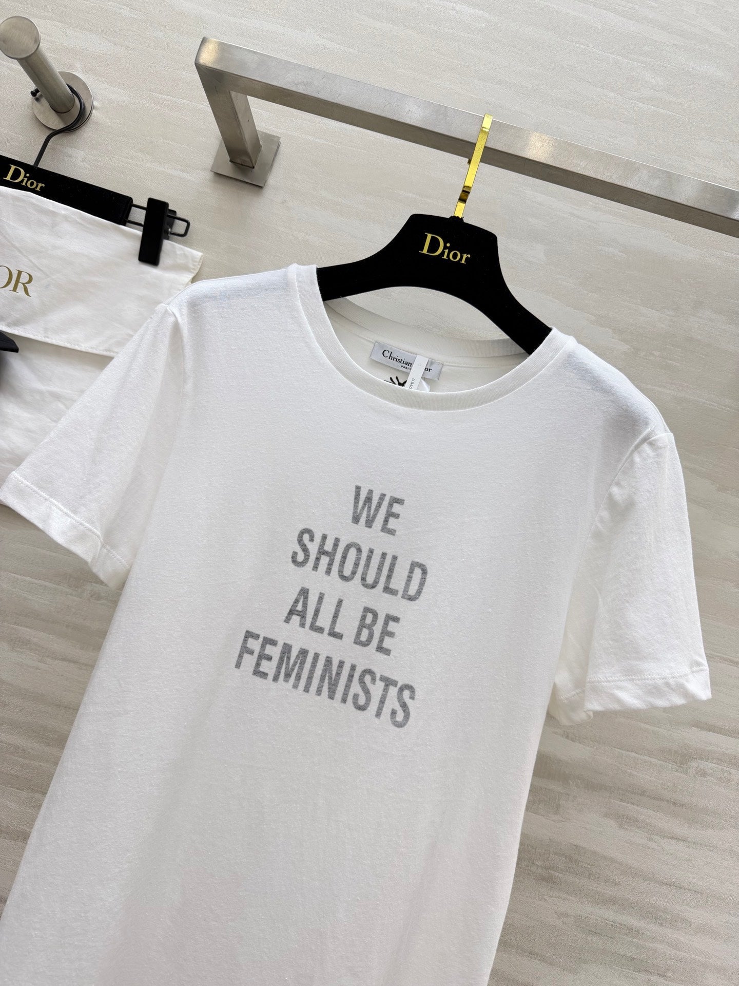 CD Feminist Slogan T-Shirt White Cotton Linen 363561