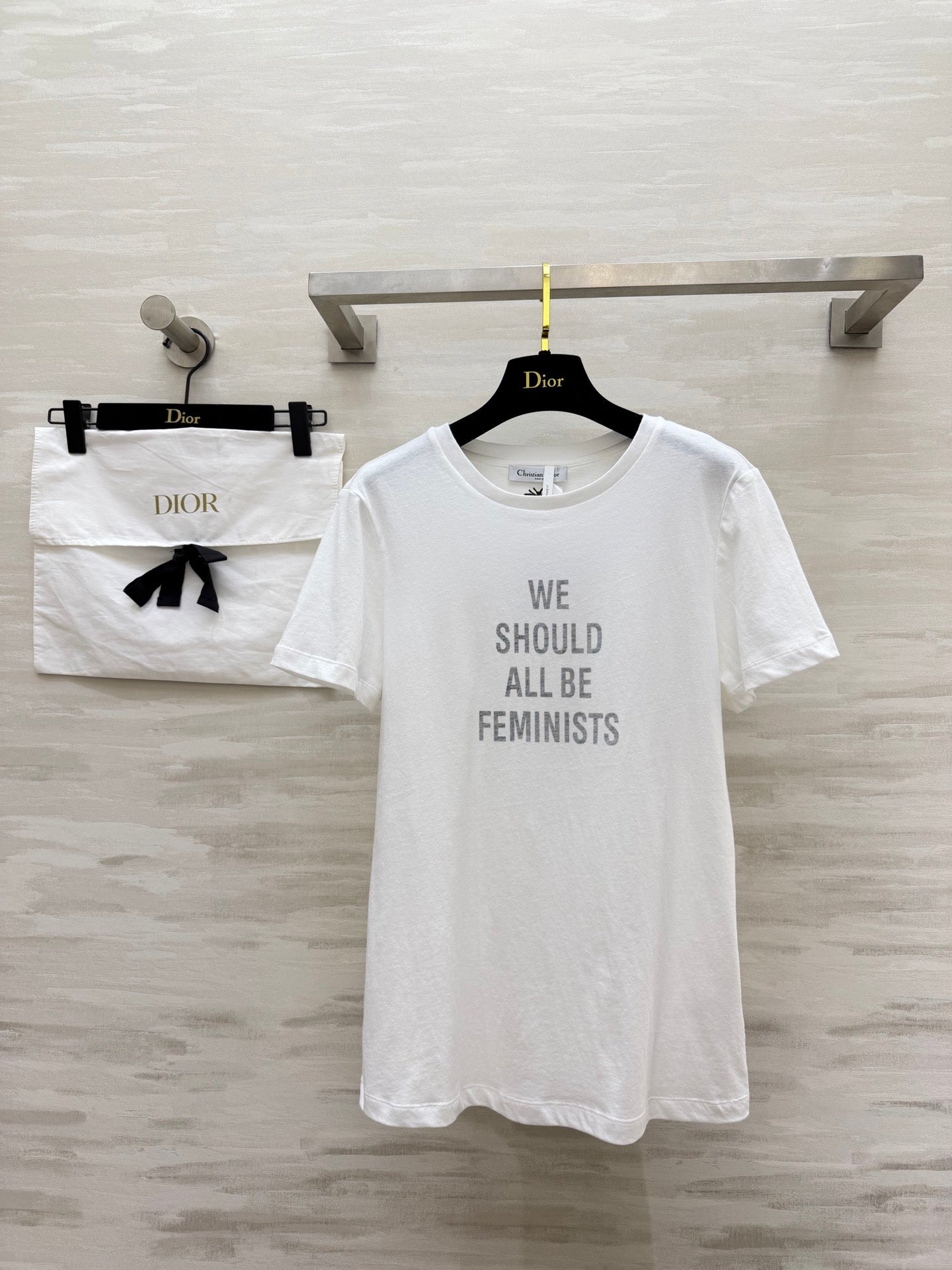 CD Feminist Slogan T-Shirt White Cotton Linen 363561