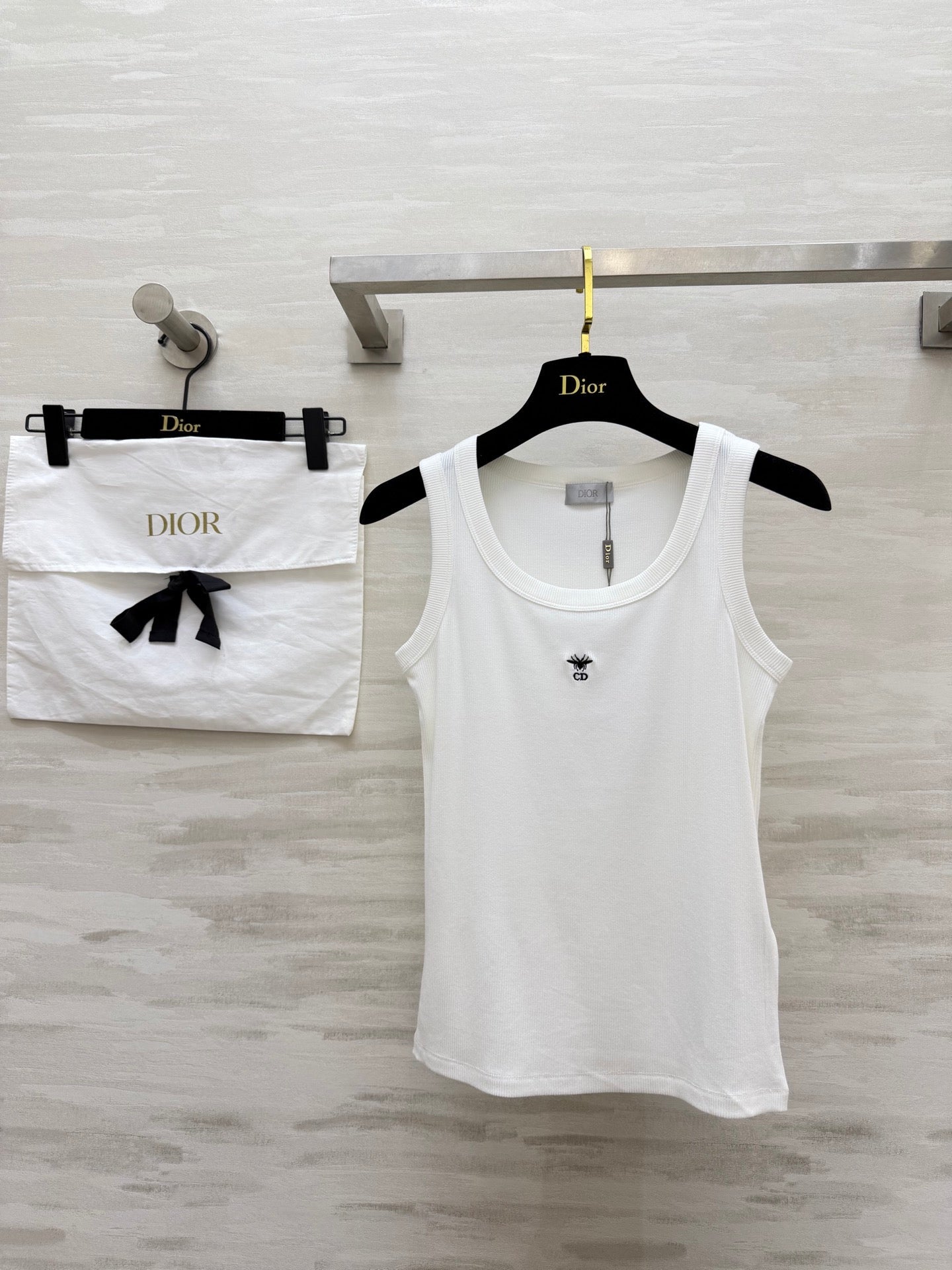 CD Dioriviera Tank Top White Cotton Linen 363553