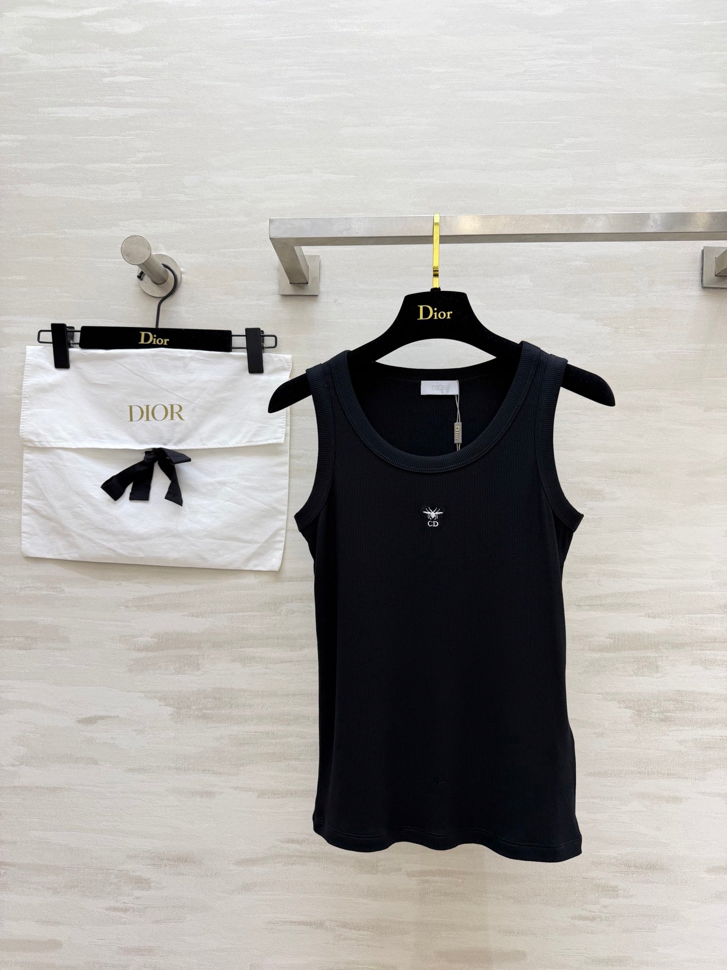 CD Dioriviera Tank Top Black Cotton Linen 363555