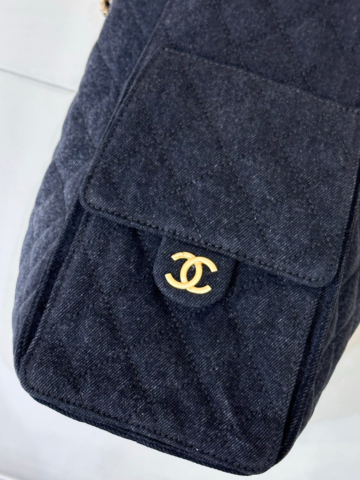 CC 25C Hobo Bags 40cm Dark Blue Mix White Denim