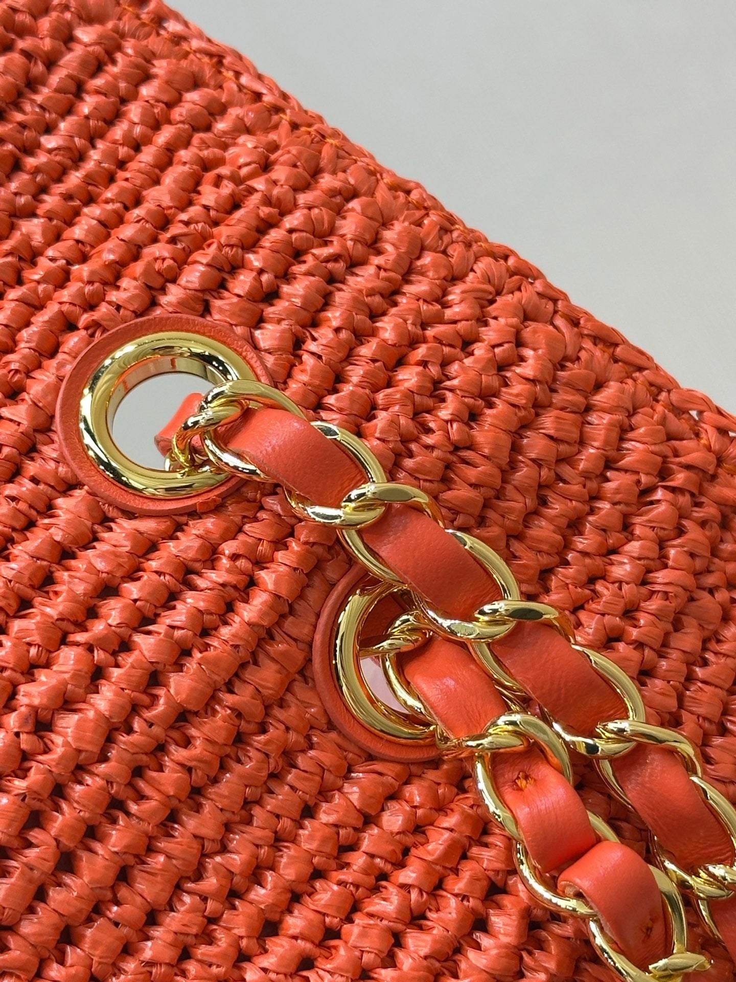CC 26s Coco Beach Flap Bag Red Raffia 143486