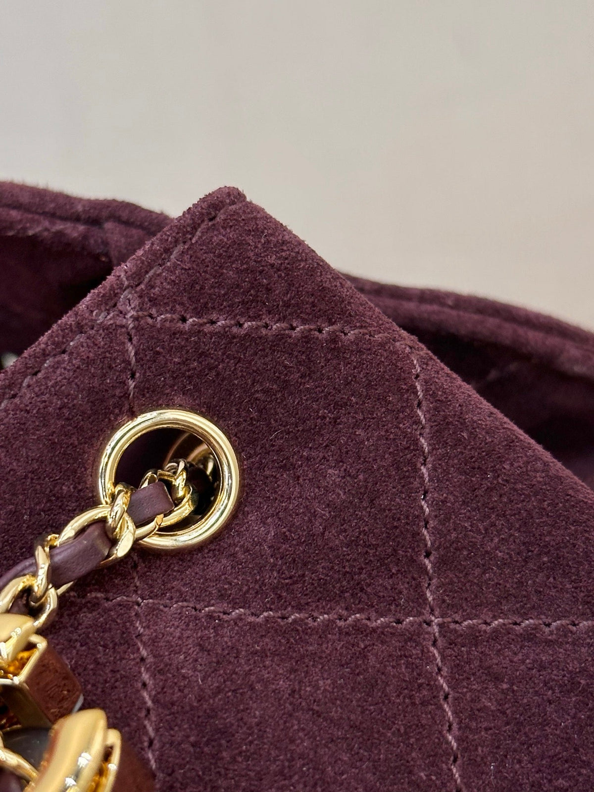 CC 26s Large Hobo Bag Burgundy Quilted Suede 996770 GHW