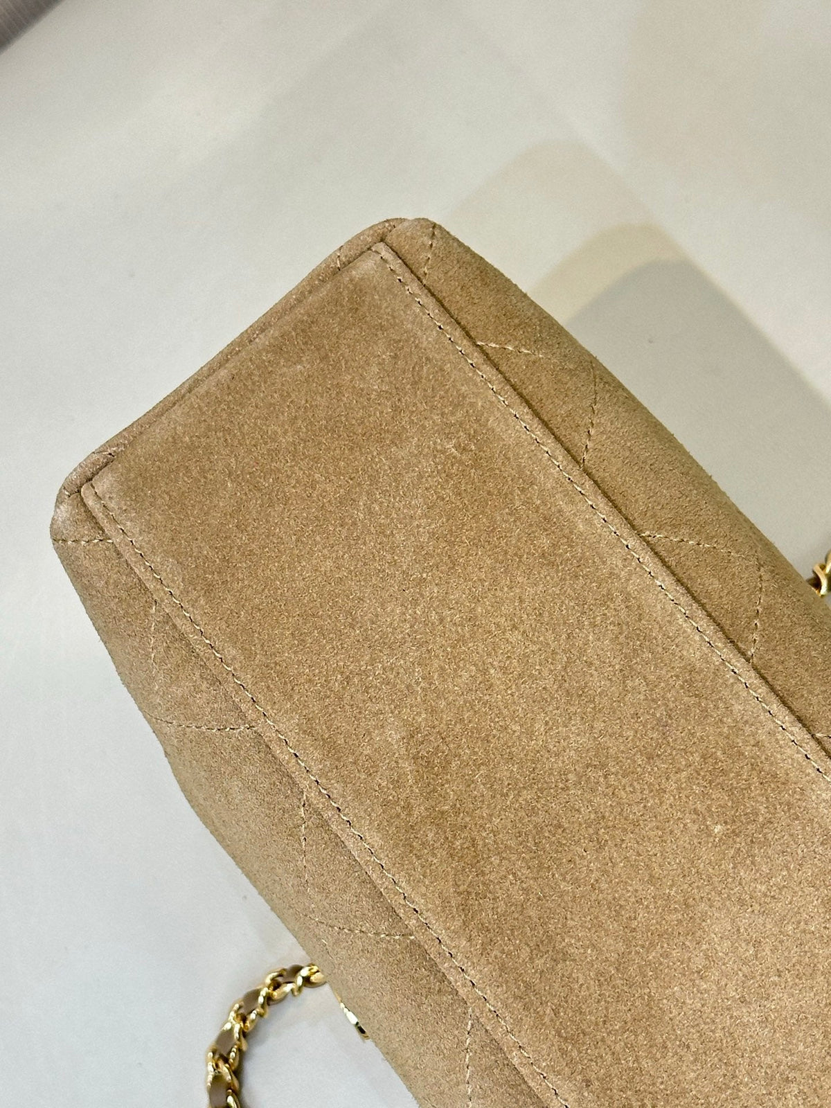 CC 26s Bowling Bag Beige Quilted Suede 996780