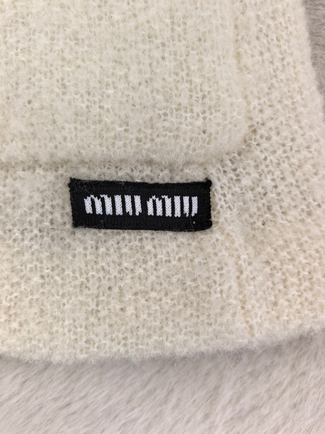 Miu 26s Double-zip Crew Neck Cardigan Cream 424807