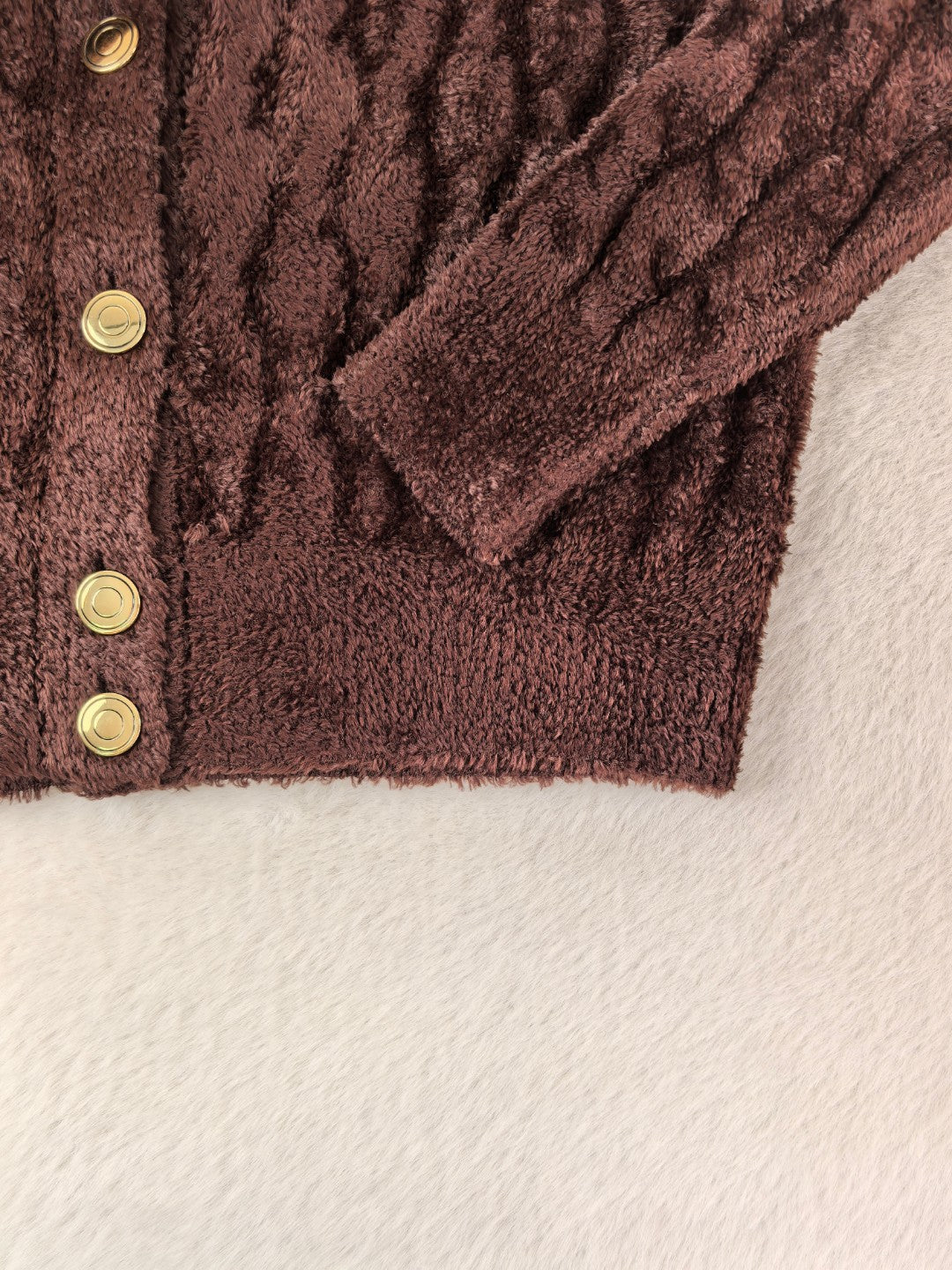 Loro Piana 26s Cardigan Brown Furry Knit 448125