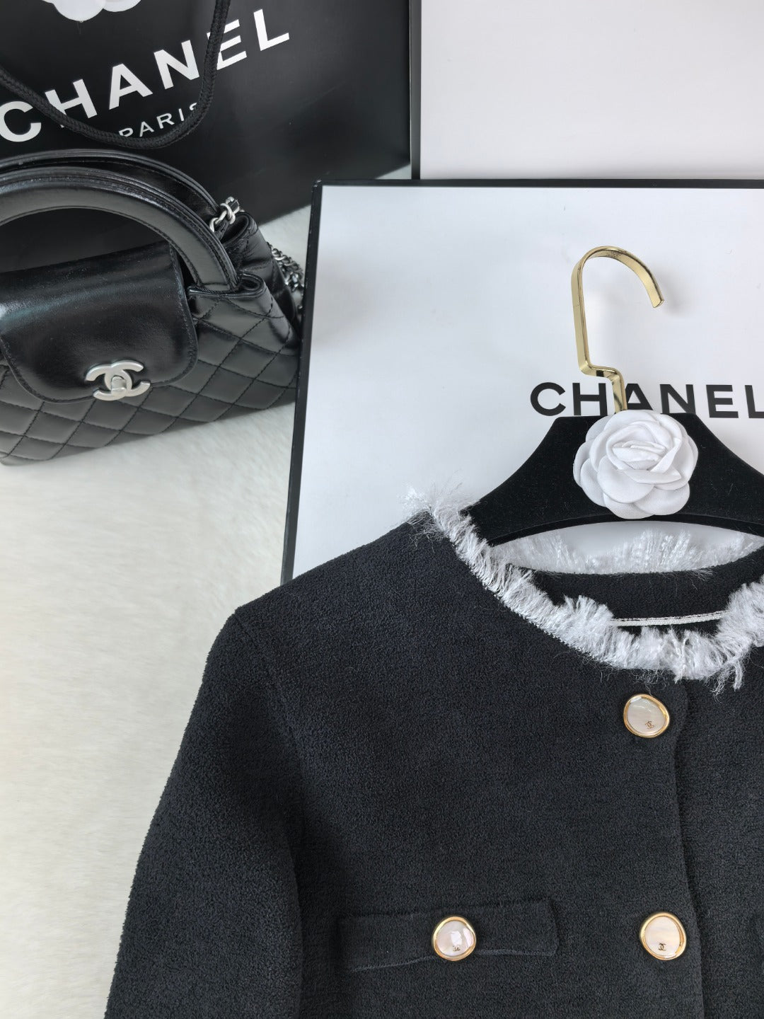 Chanel 26s Cardigan Black White Knit 448122