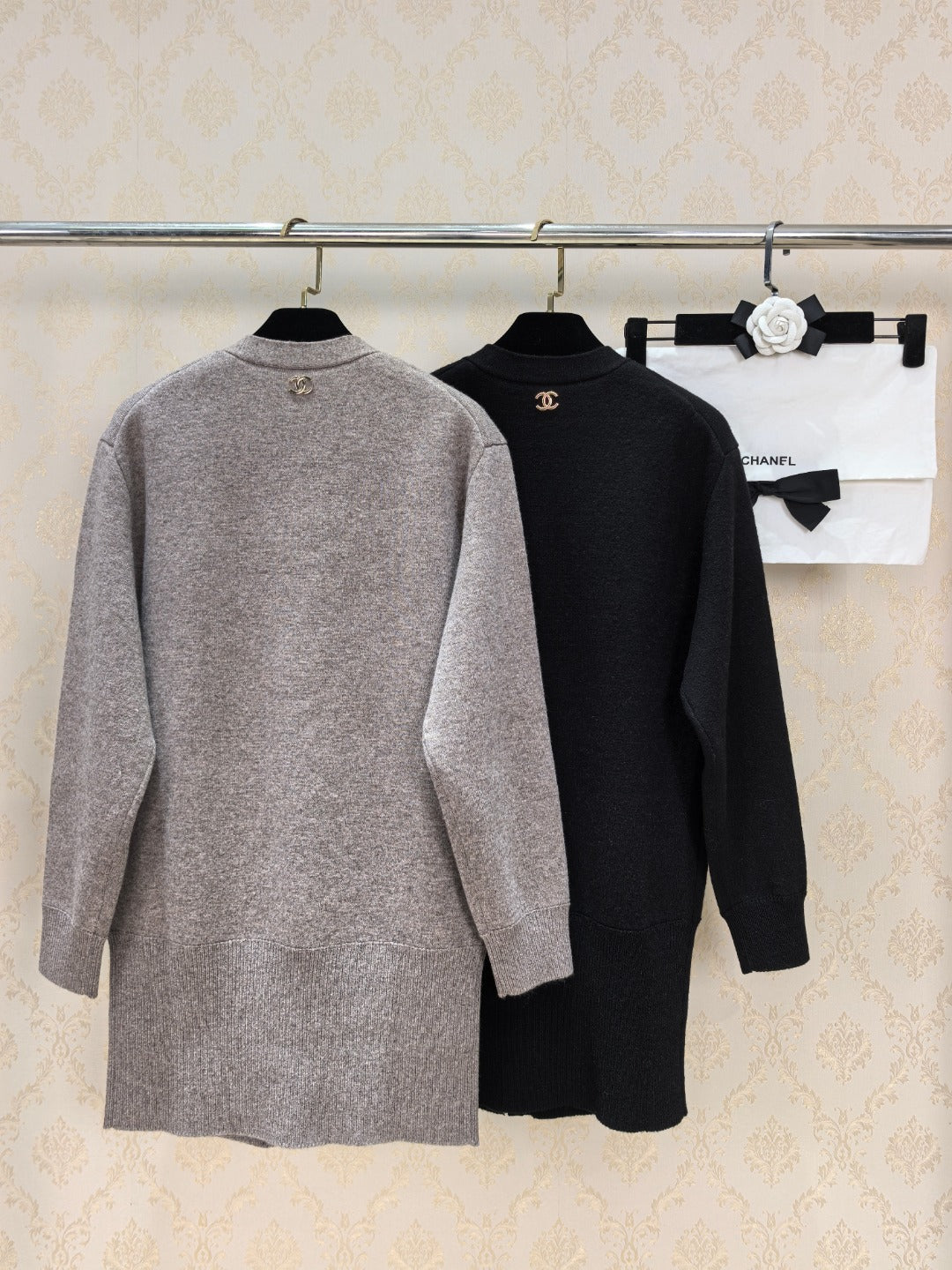 Chanel 26s Cardigan Grey Black Knit 448117