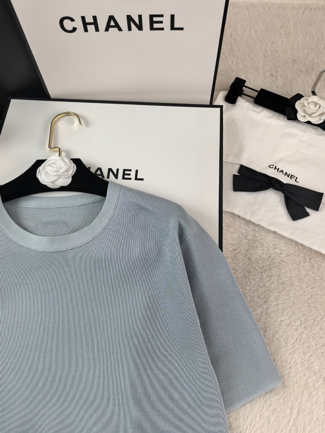 Chanel 26s T-Shirt Blue Black Knit 448119