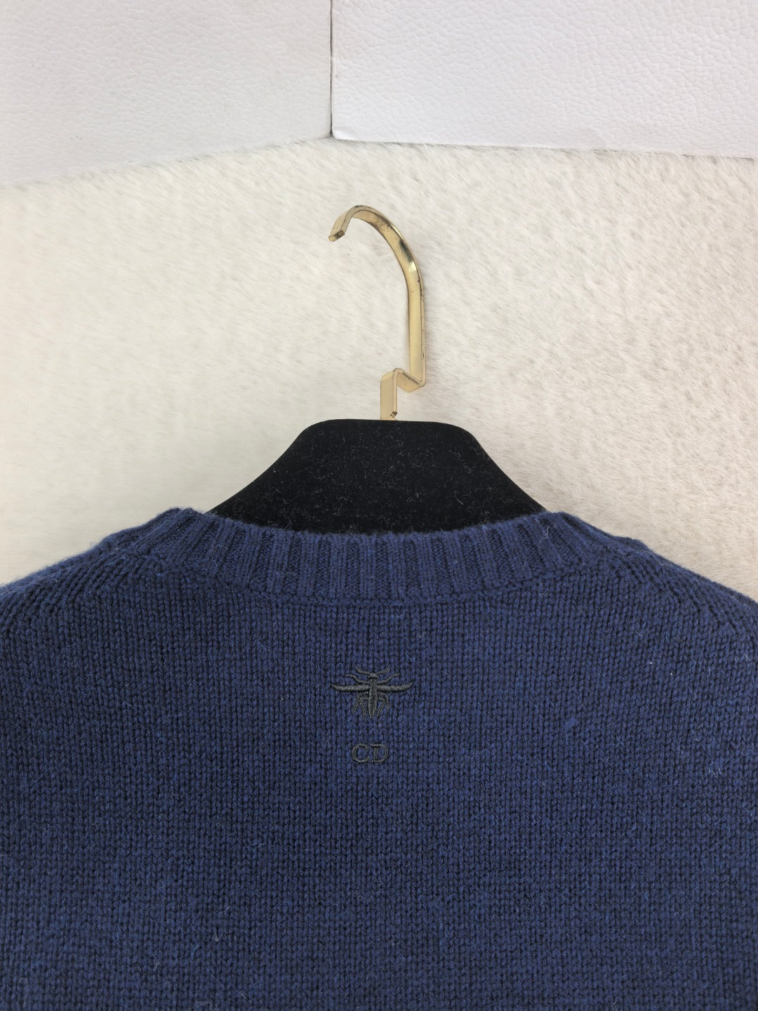 Dior 26s Floral Intarsia Knit Sweater Navy Blue 451035