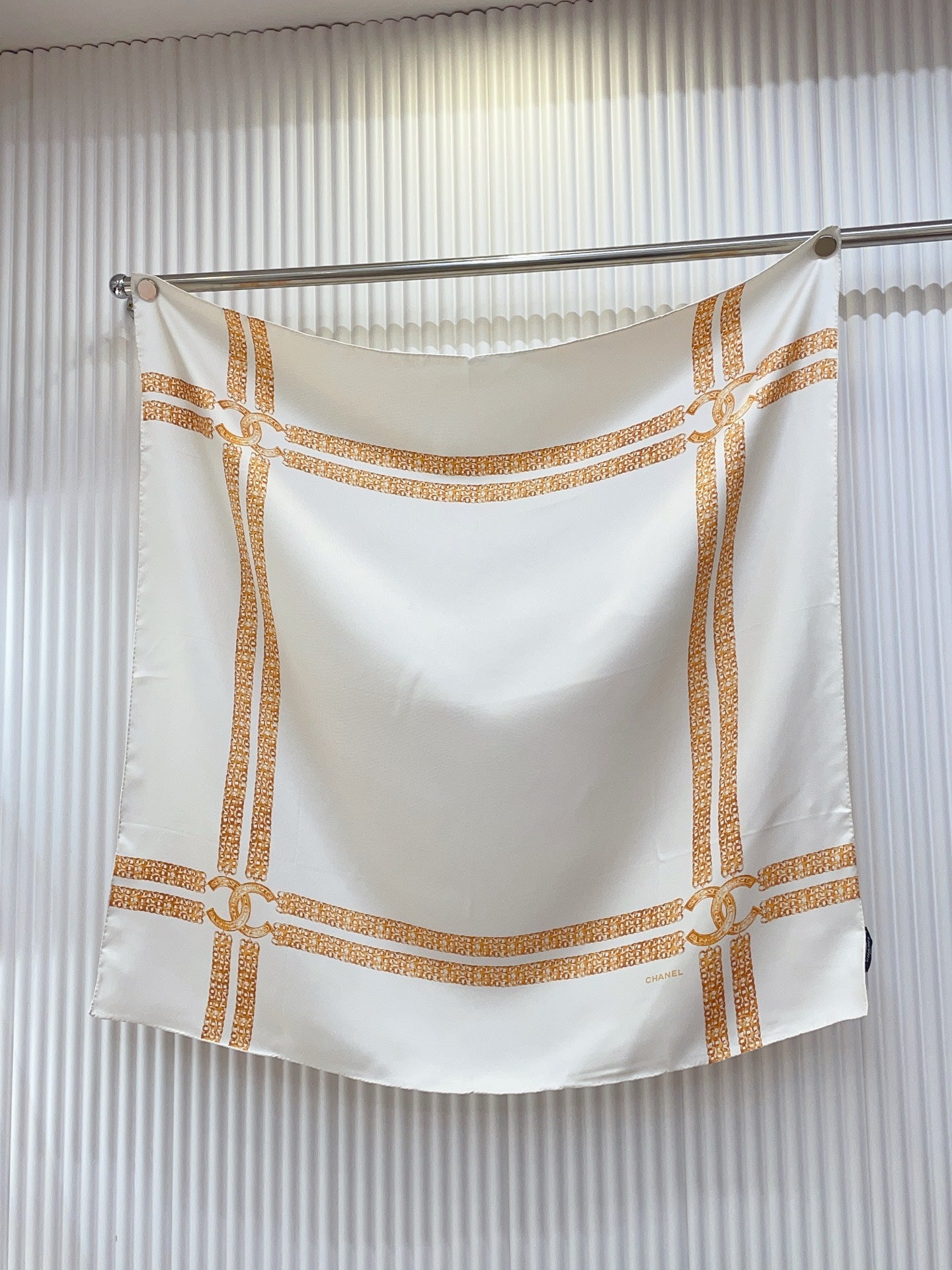 CC 25/26 Early Spring Square Scarf White Yellow Silk 139449