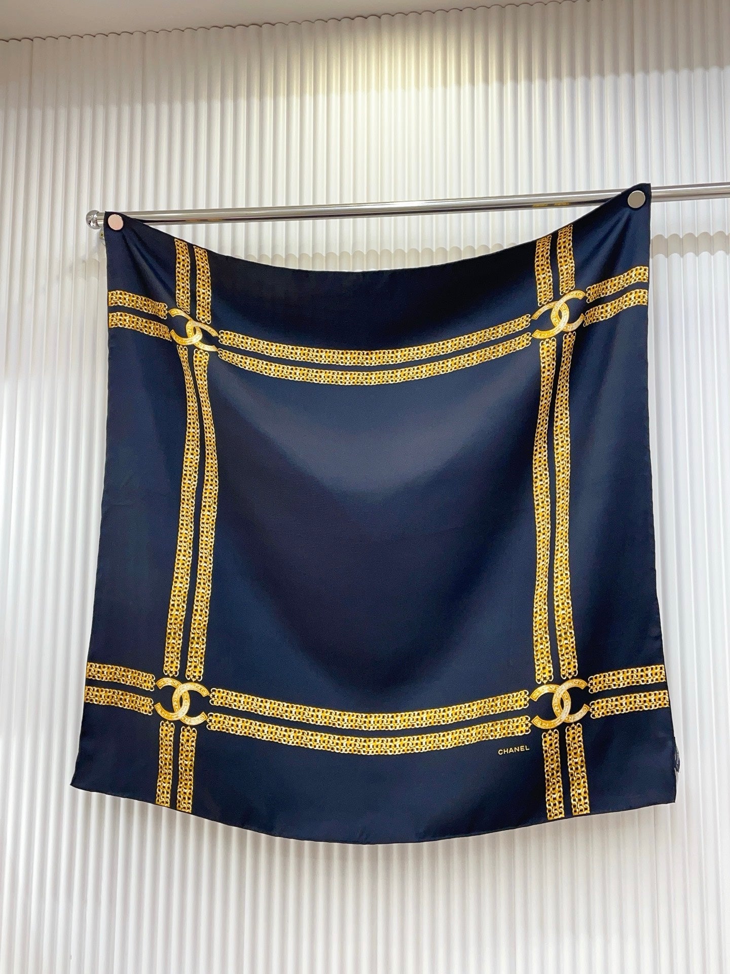 CC 25/26 Early Spring Square Scarf Navy Blue Yellow Silk 139450