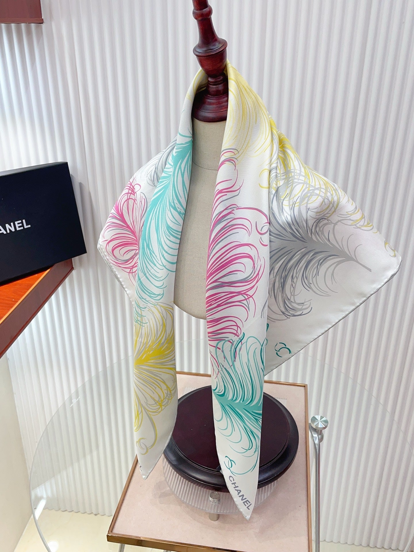 CC Double-Sided Scarf 90cm Rainbow Colors Logo Twill Silk 150369