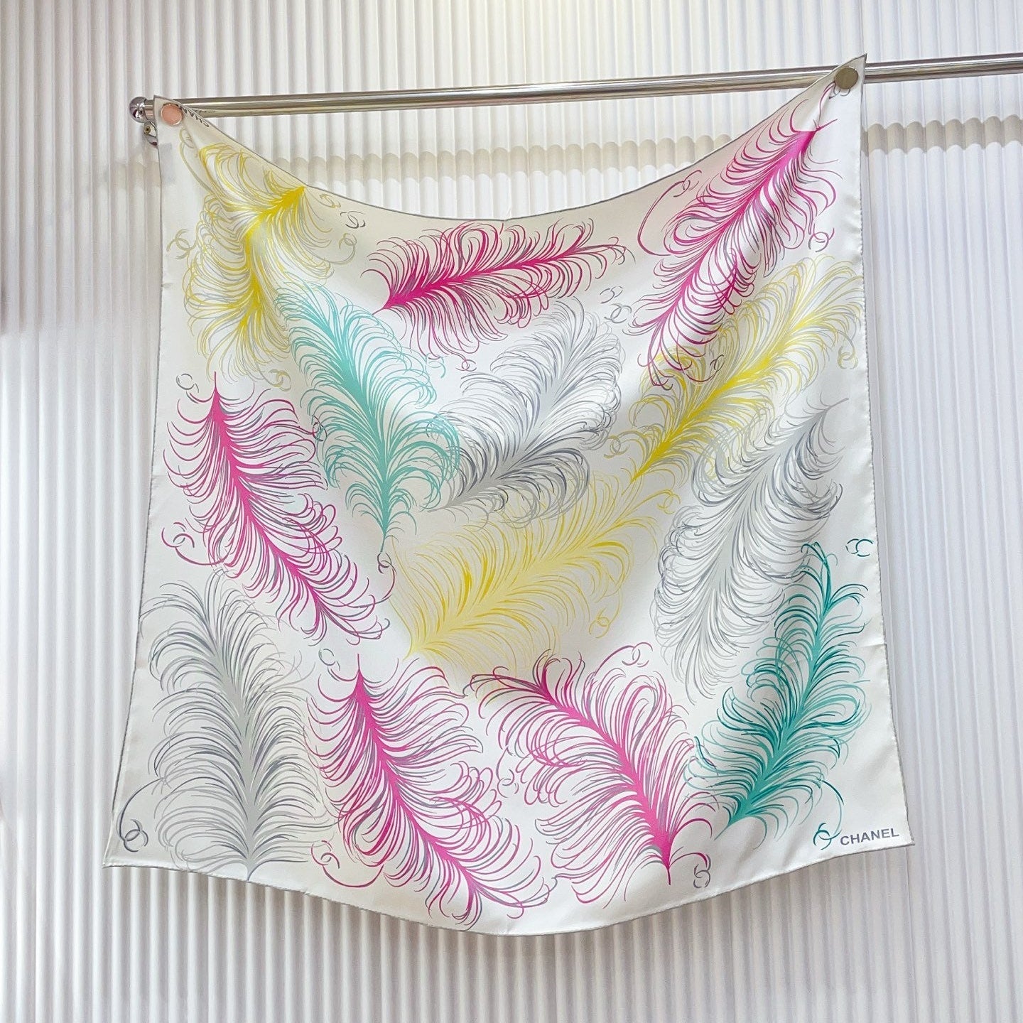 CC Double-Sided Scarf 90cm Rainbow Colors Logo Twill Silk 150369