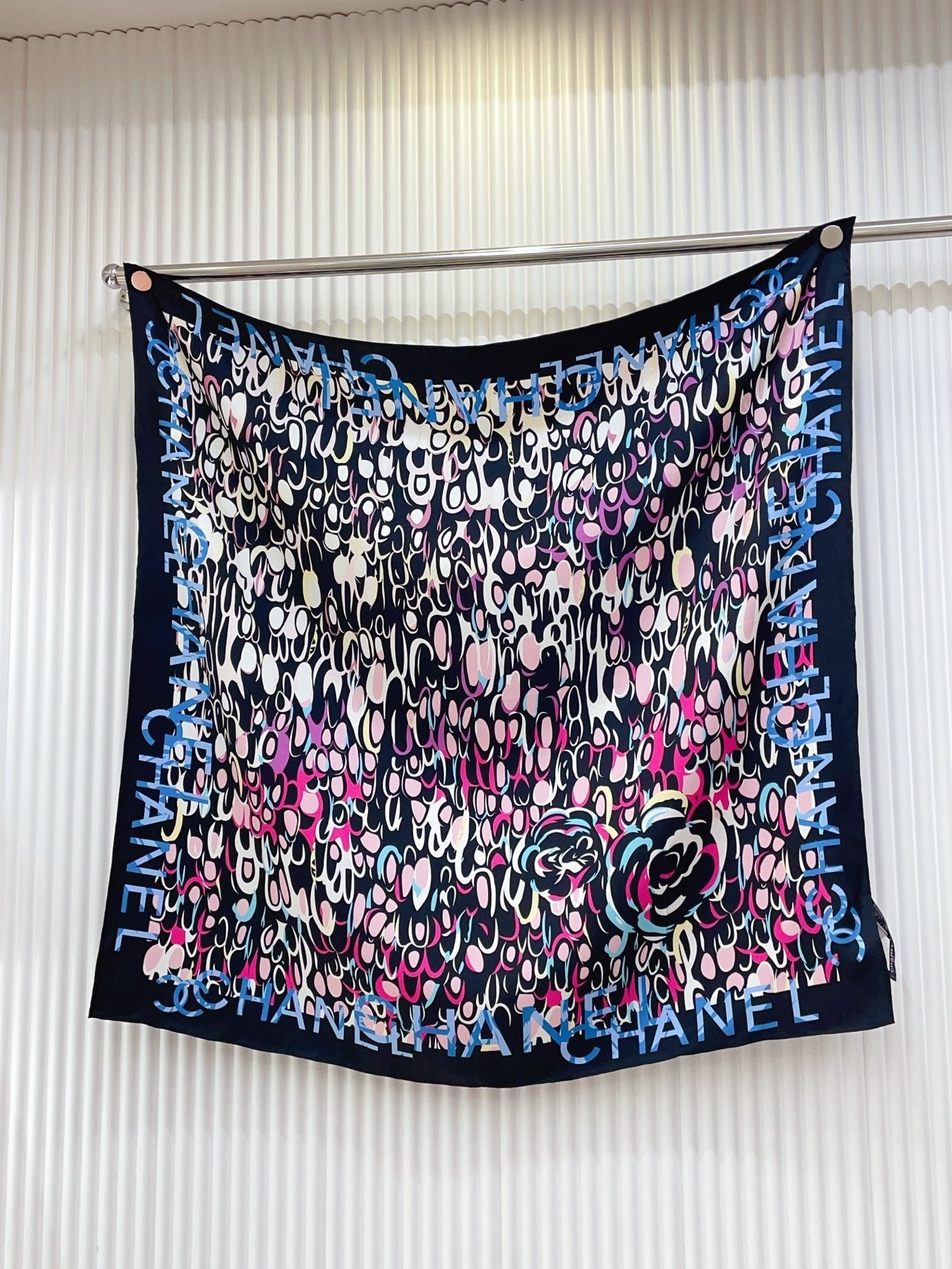 CC Scarf 90x90cm Black Colorful Silk Twill 209923