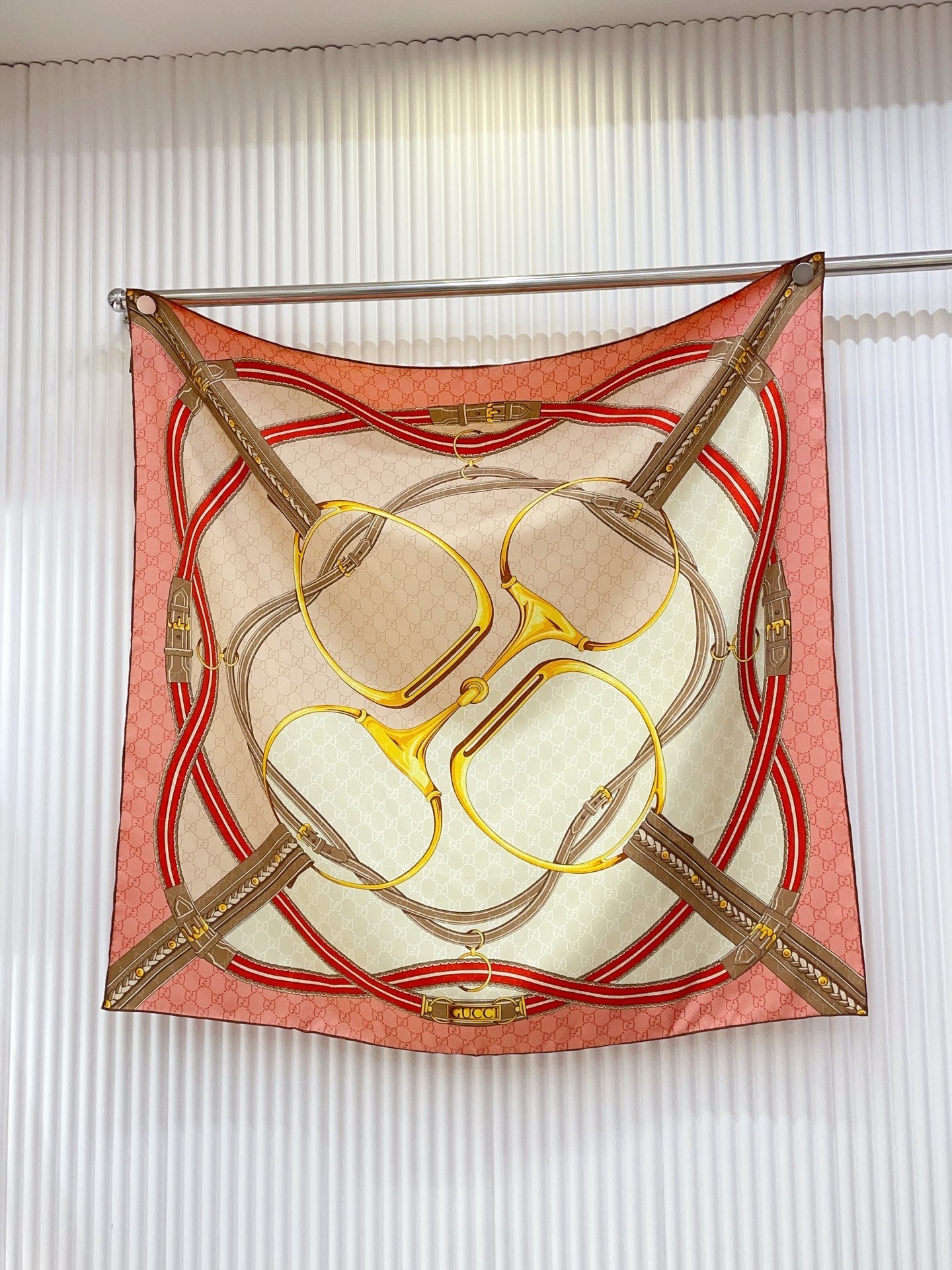 GG Jacquard Carré Scarf 90x90cm Beige Colorful Silk Twill 223483