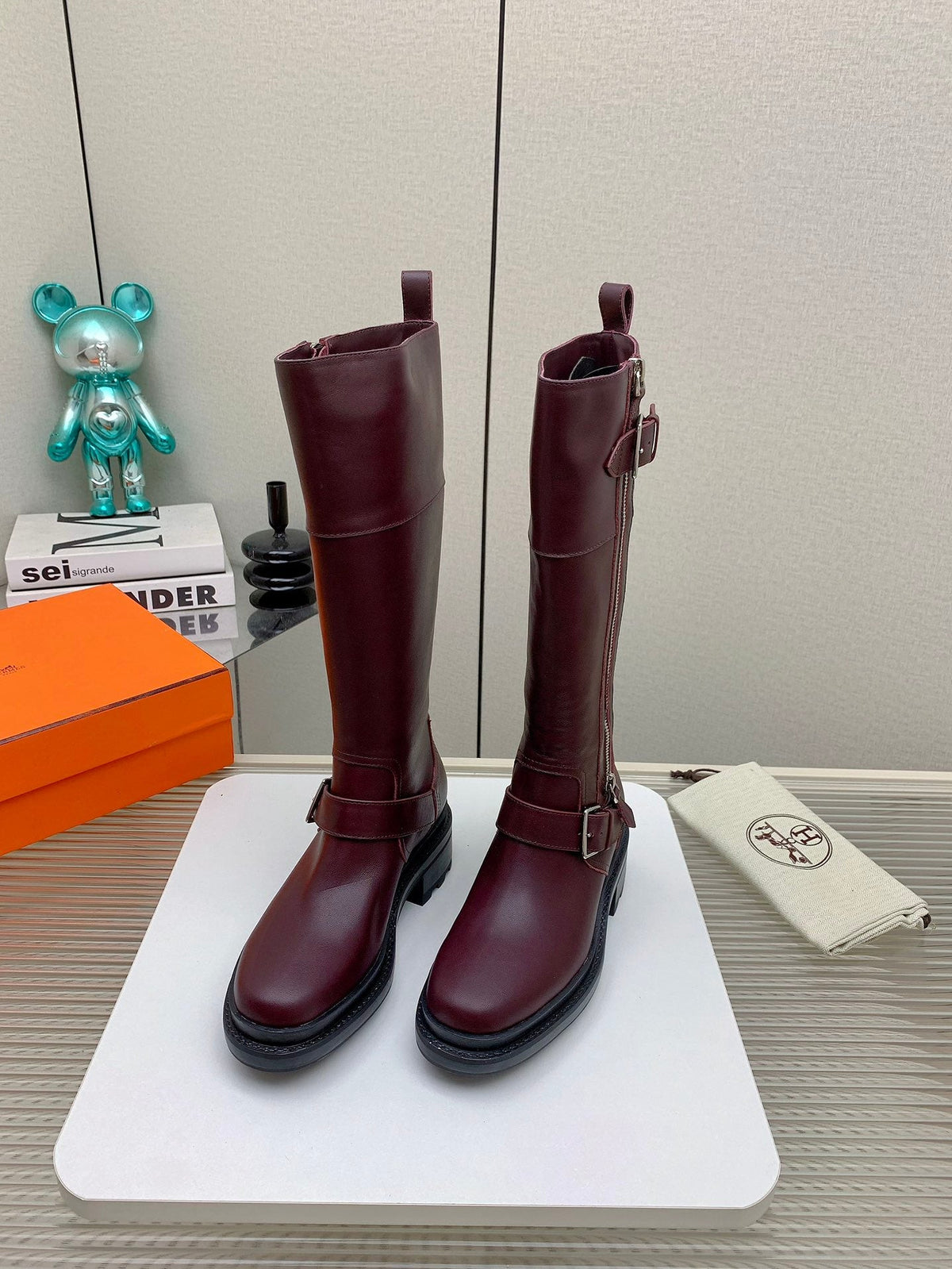 HM 26s Jaime Knee-High Boots Burgundy Leather 160388
