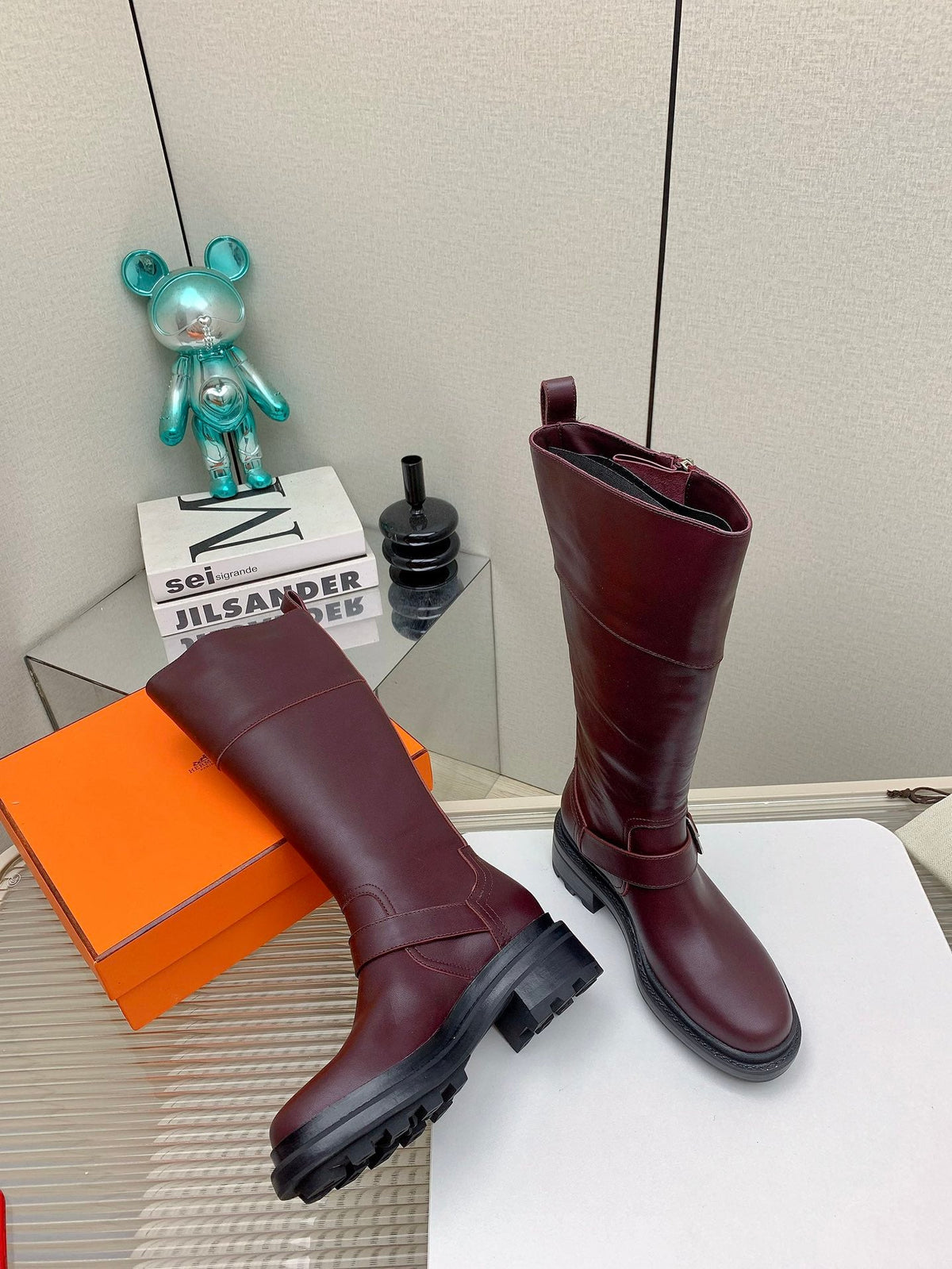 HM 26s Jaime Knee-High Boots Burgundy Leather 160388