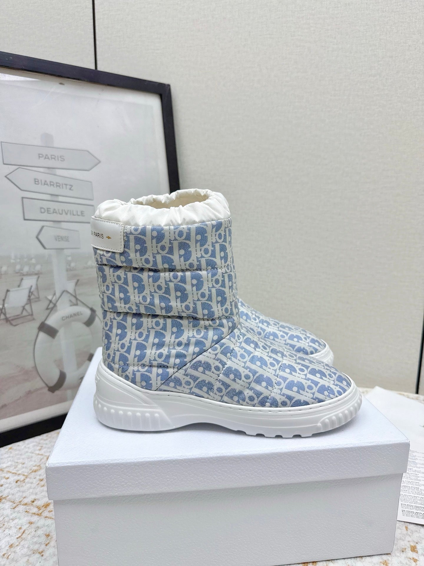 CD Alps Frost Ankle Boot Chambray Blue Oblique Quilted Nylon 530134