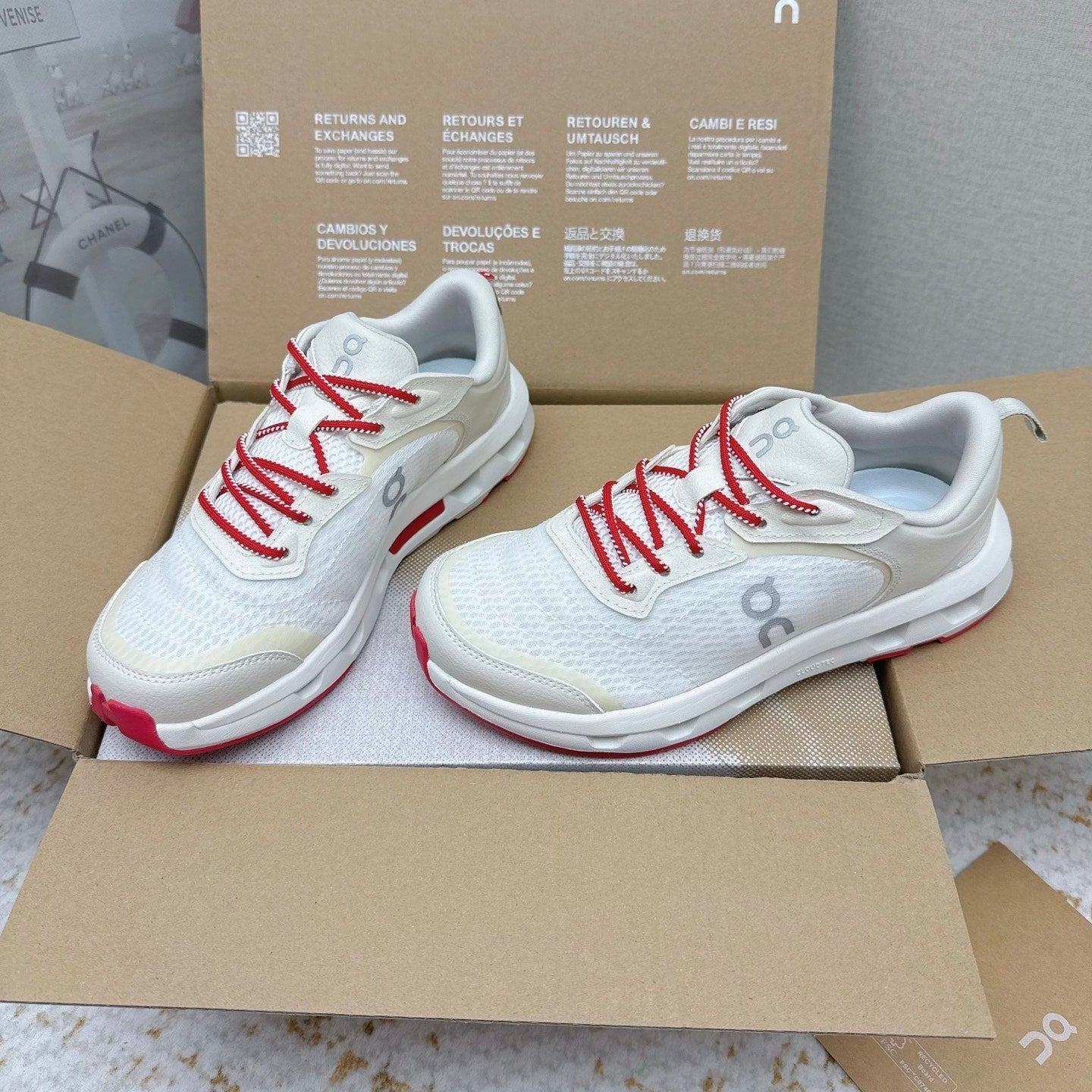 Loewe 26s On Cloudtilt Shoes In White And Red Mesh