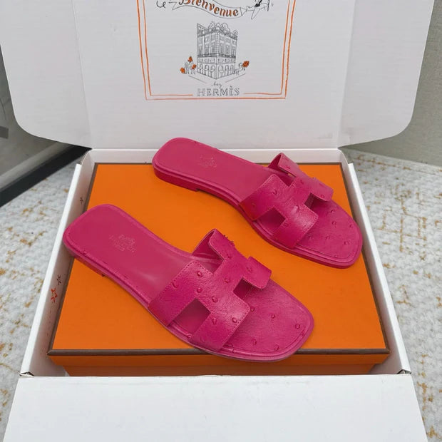 HM 26ss Oran Sandals Dark Pink Ostrich Leather 625106