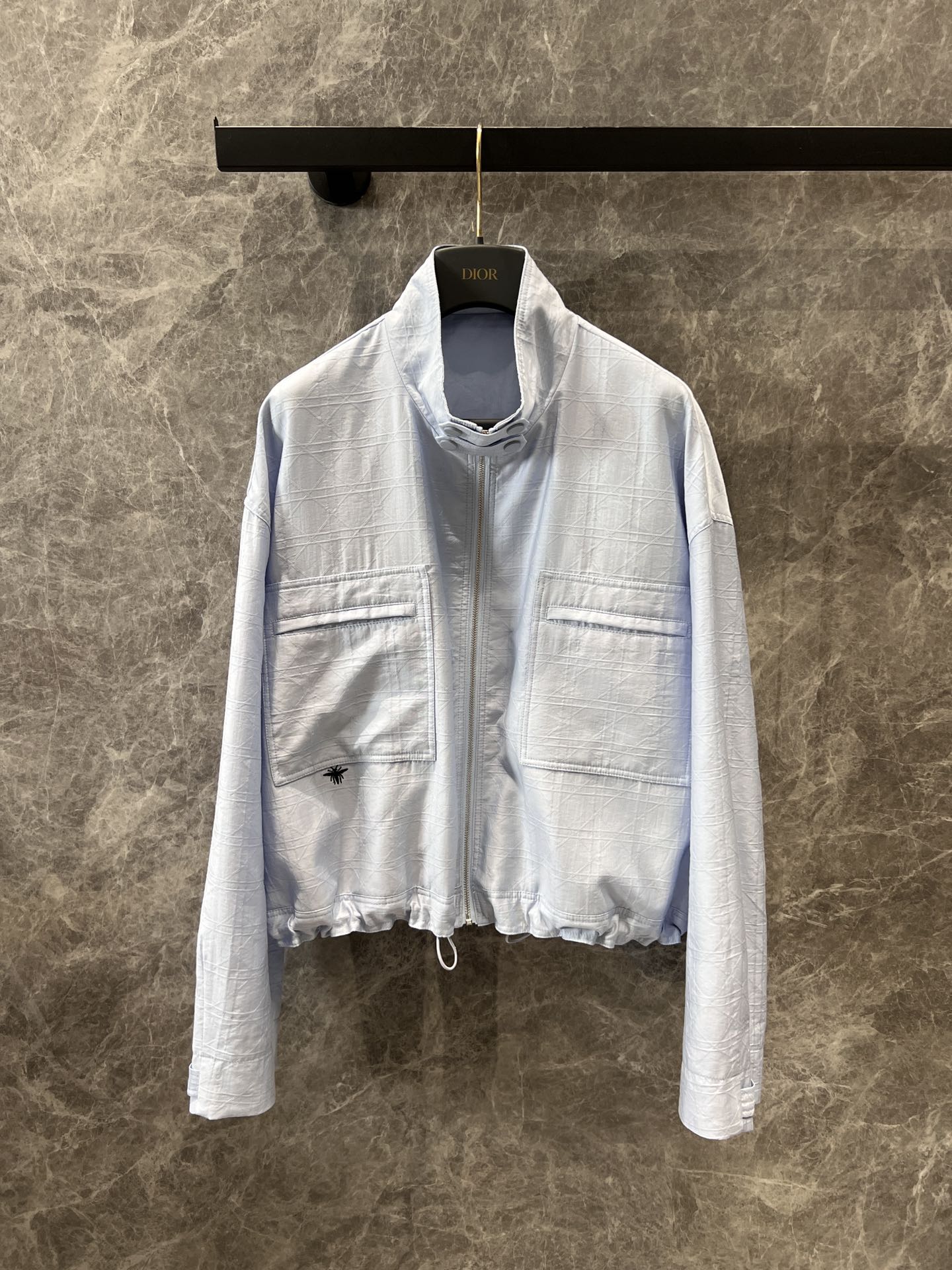 CD 25 Embroidered Zipper Jacket and Shorts Set Blue Tencel Polyamide 215973