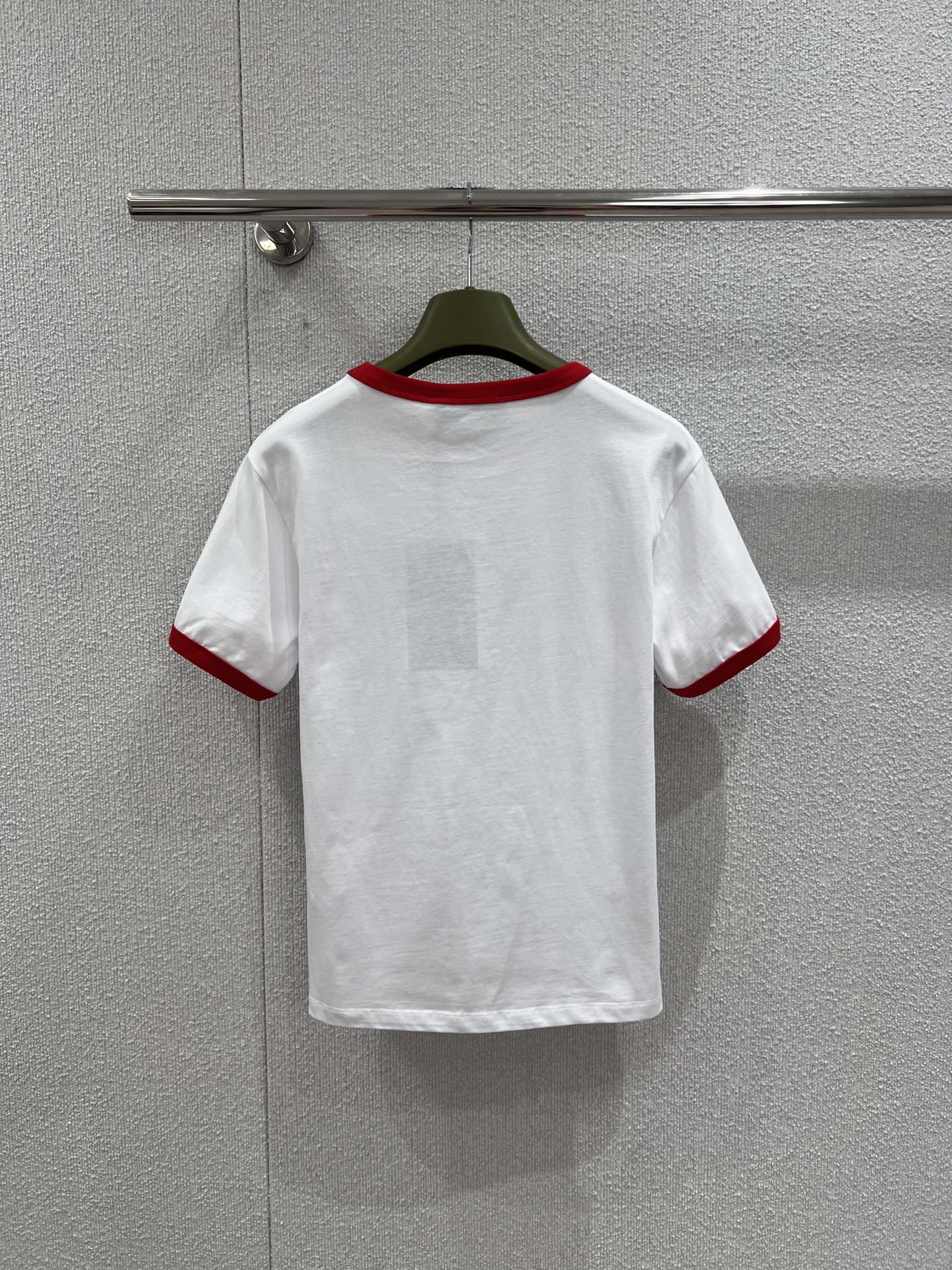 GG Jersey T-Shirt Embroidery White Red Cotton 344079