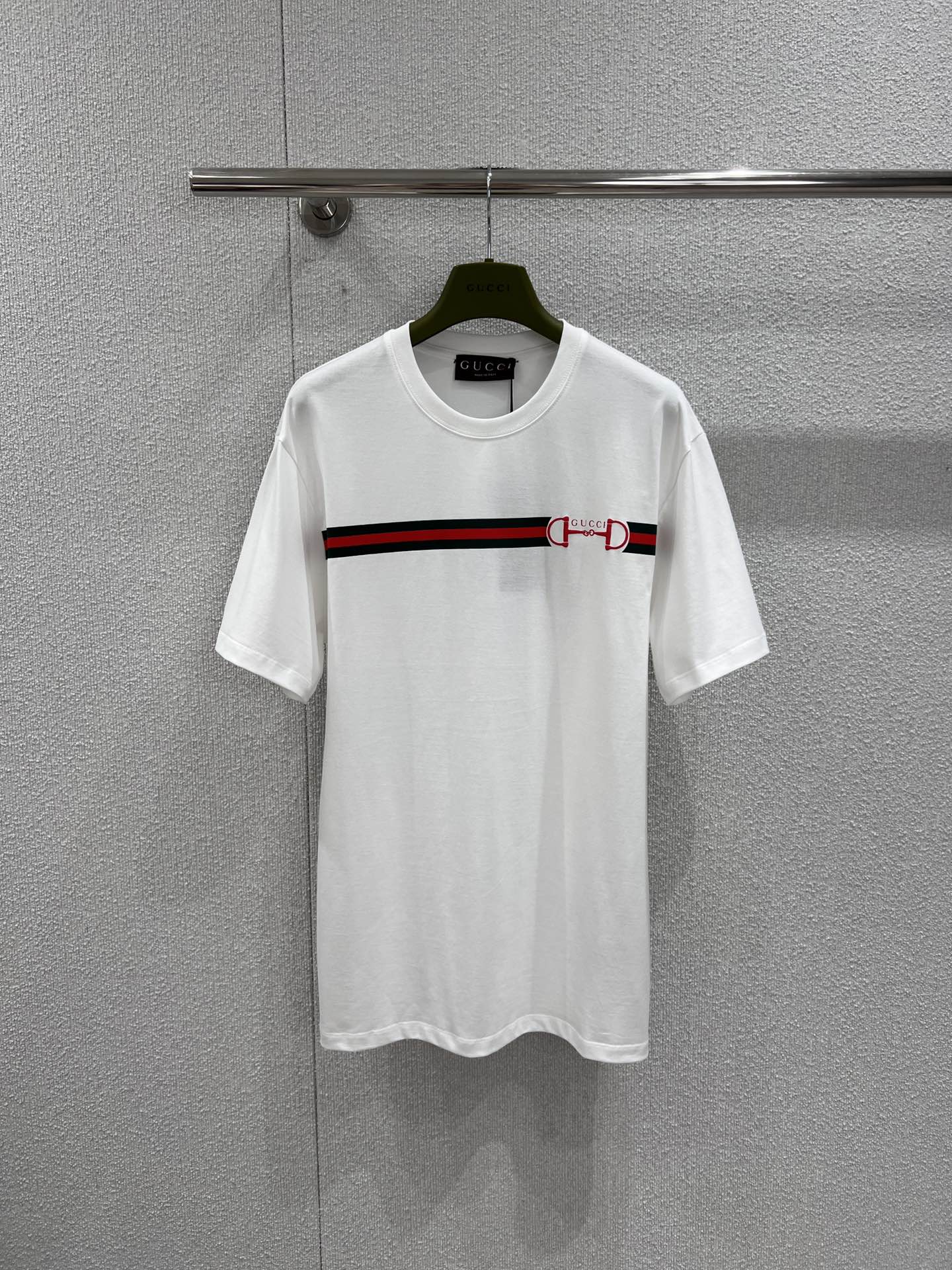 GG Web Stripe Printed Cotton T-Shirt White Cotton 344093