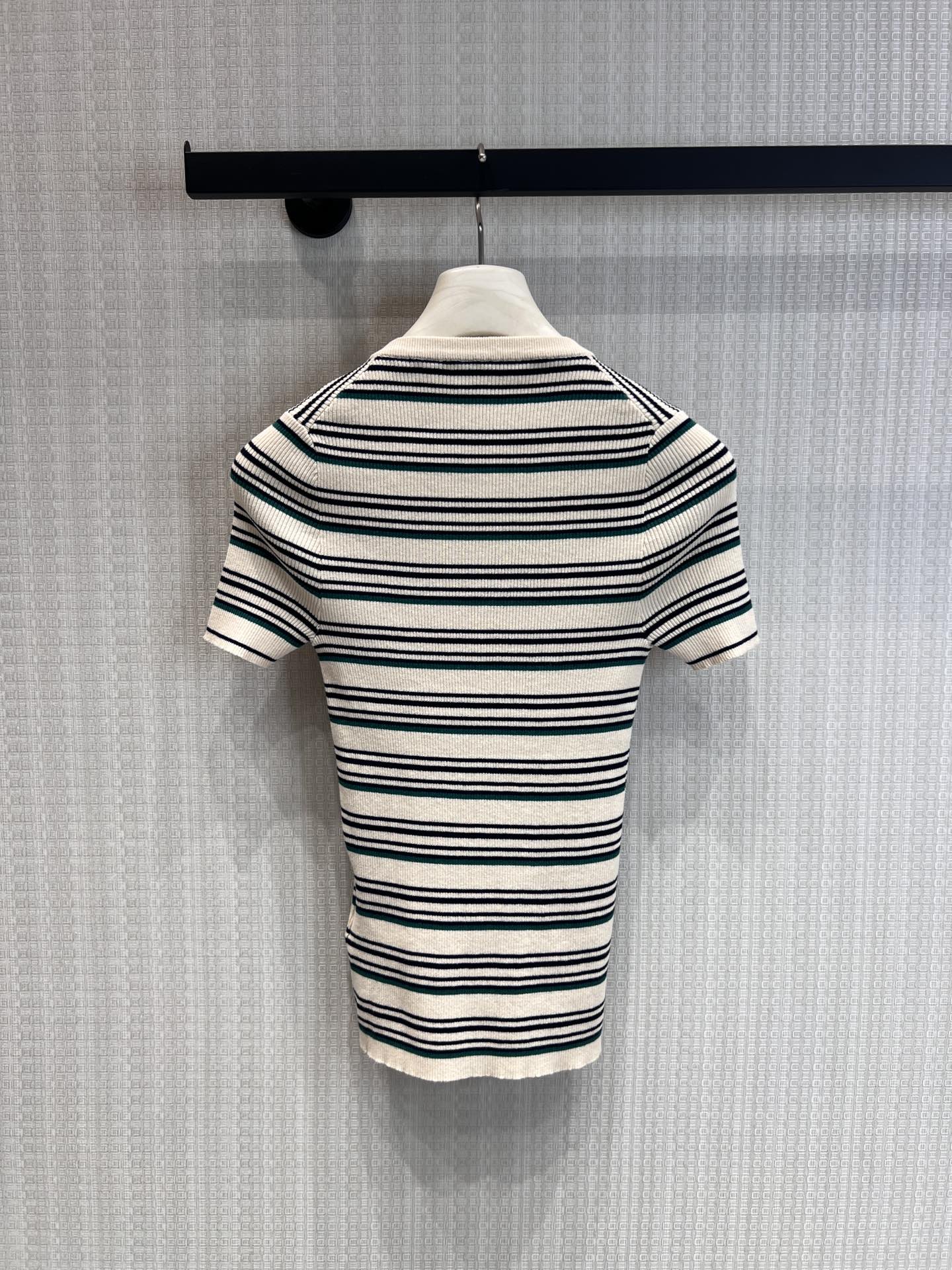 Miu 26s Striped Knit Top Cotton 370146