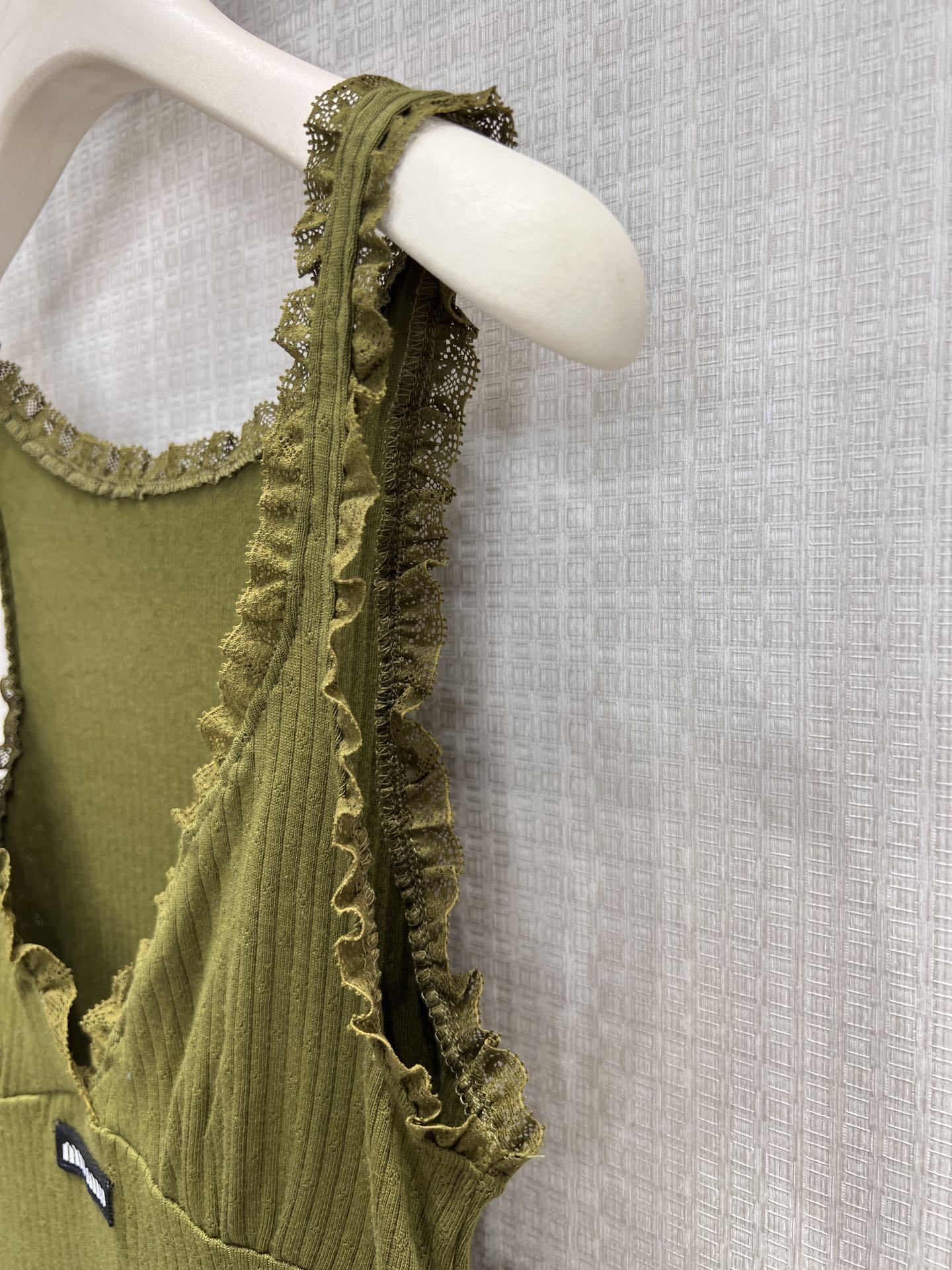 Miu Garment-Dyed Mini Dress Olive Green Cotton