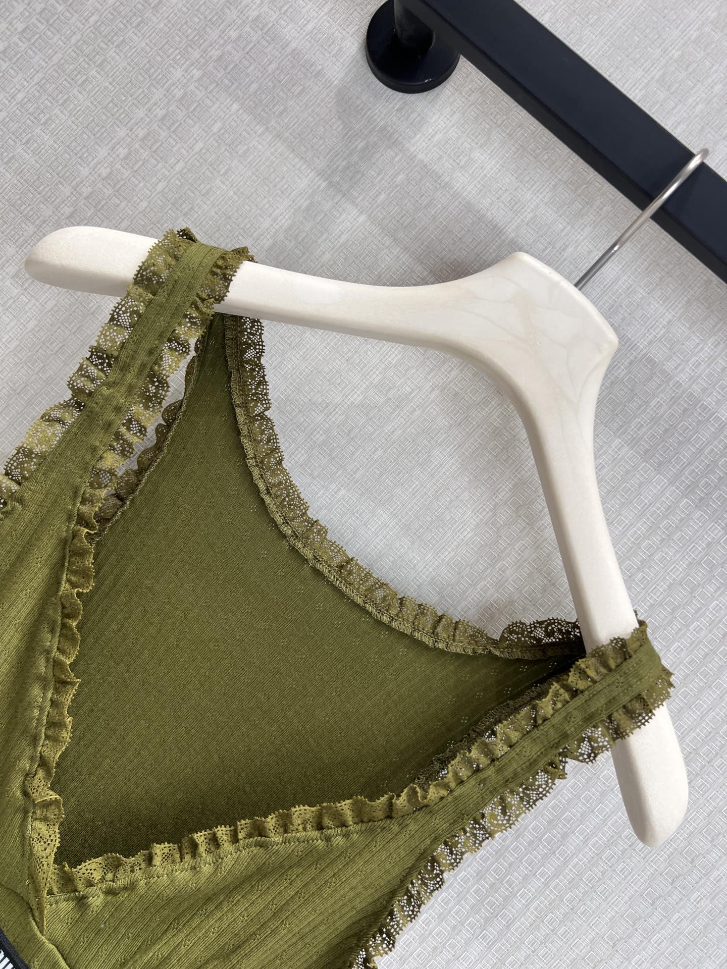Miu Garment-Dyed Mini Dress Olive Green Cotton
