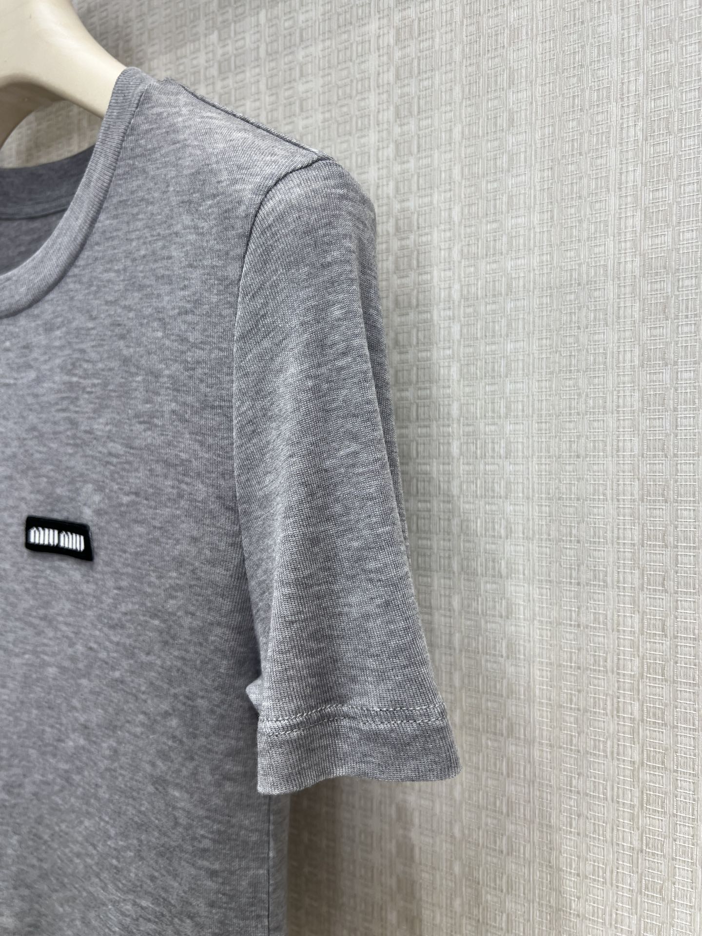 Miu 26s Jersey Top Grey Silk 370175