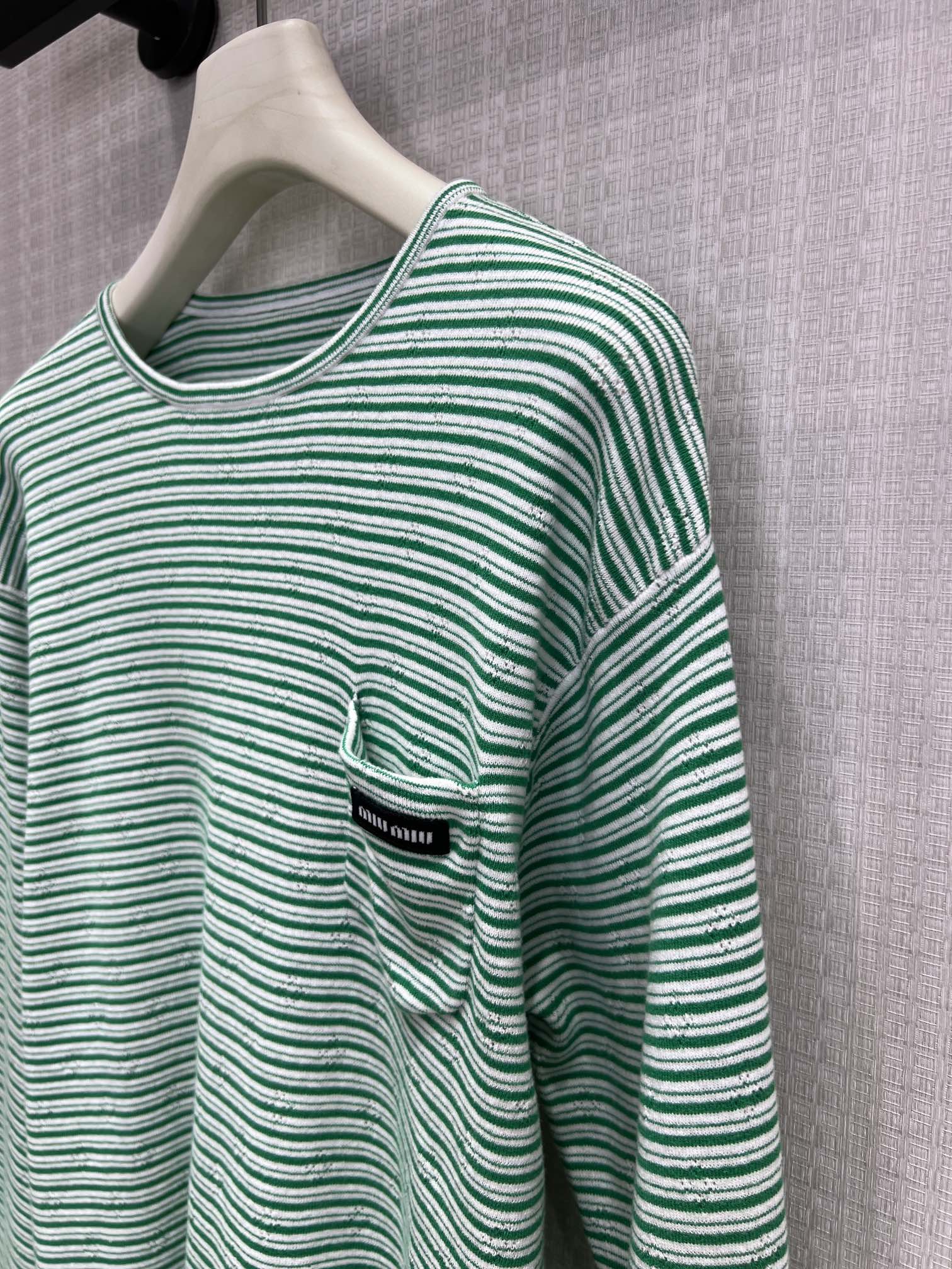 Miu 26s T-shirt Long-Sleeved Teal Green Cotton 370135